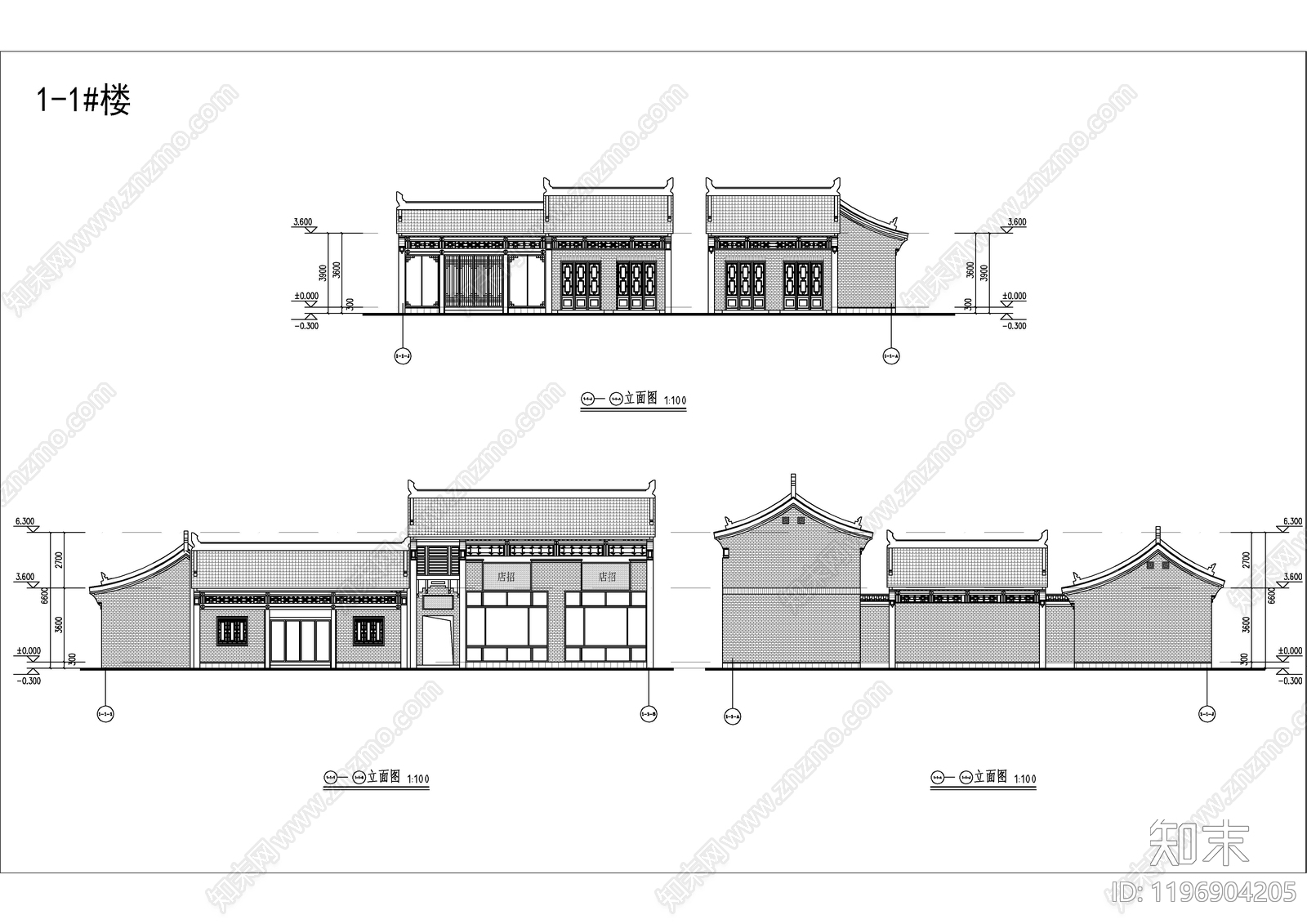 现代新中式商业街cad施工图下载【ID:1196904205】