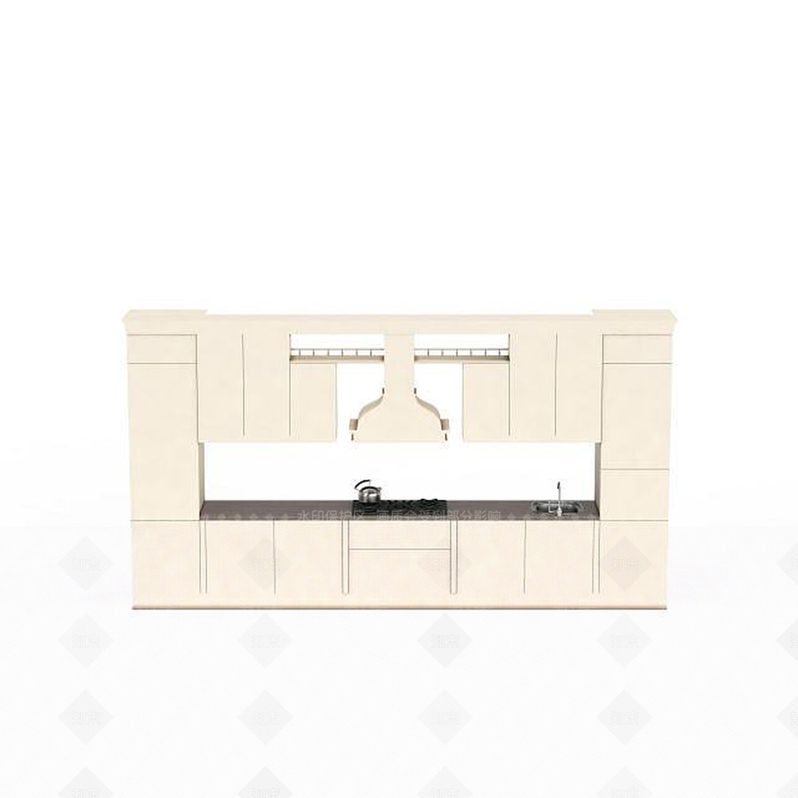 现代米色实木橱柜3D模型下载【ID:1196905502】