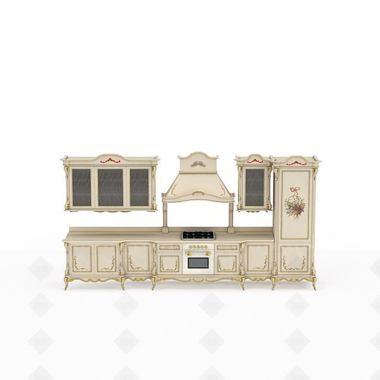 欧式古典欧式描金橱柜3D模型下载【ID:1196905848】
