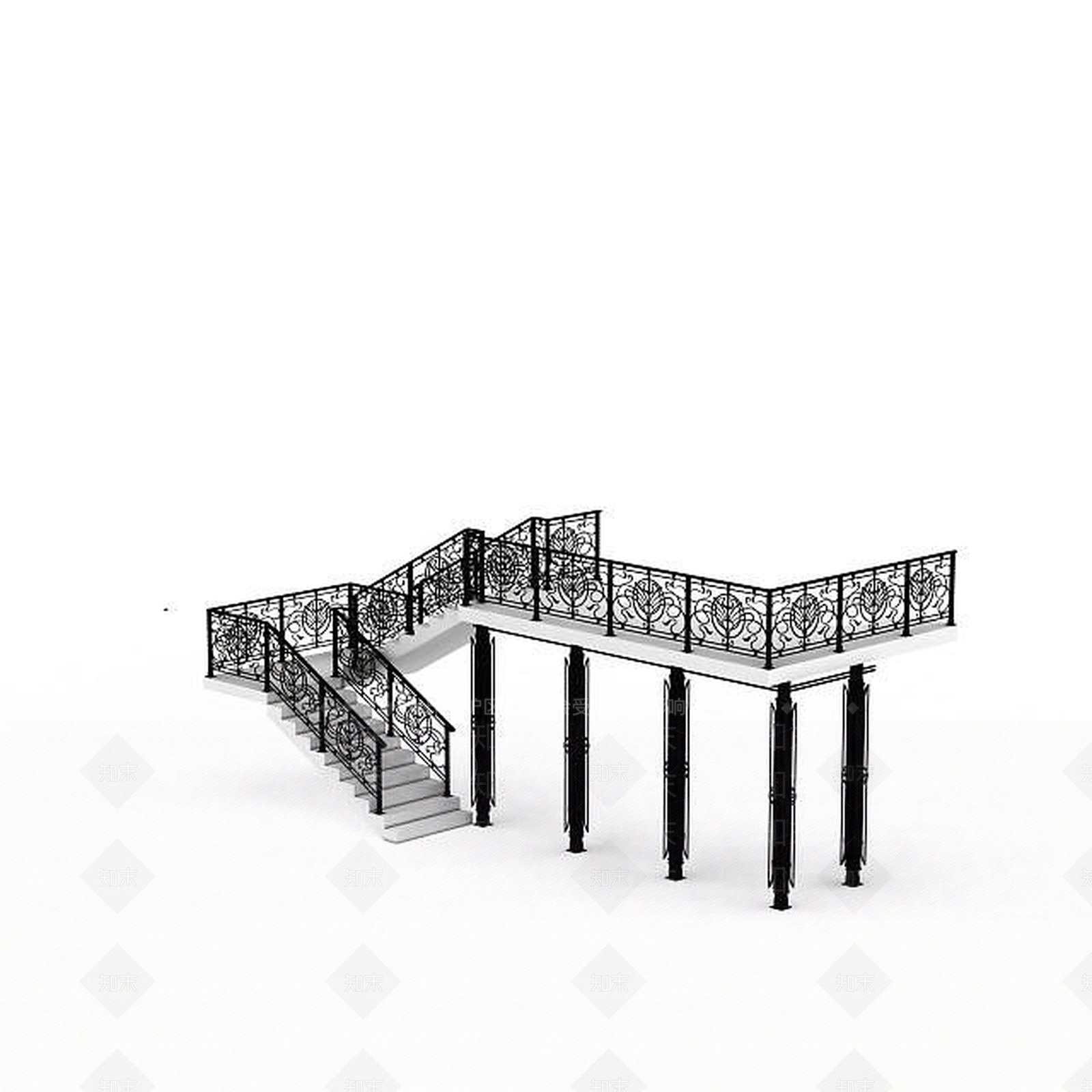 现代镂空折叠楼梯3D模型下载【ID:1196906784】
