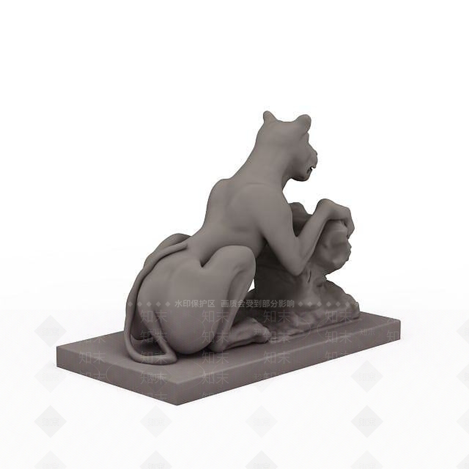 现代豹子雕塑摆件3D模型下载【ID:1197120442】