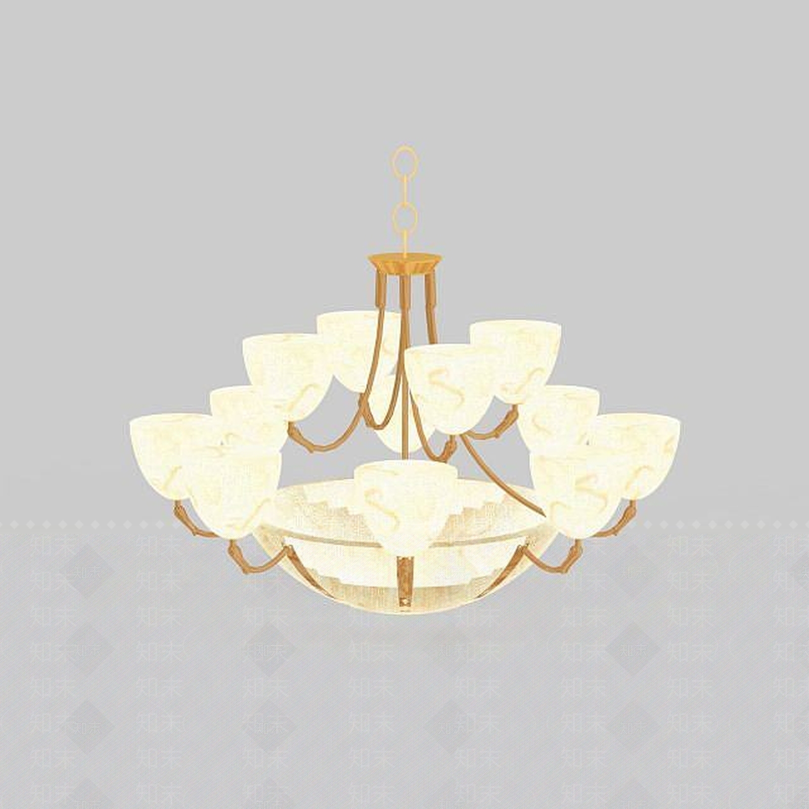 现代透光云石吊灯3D模型下载【ID:1196907666】