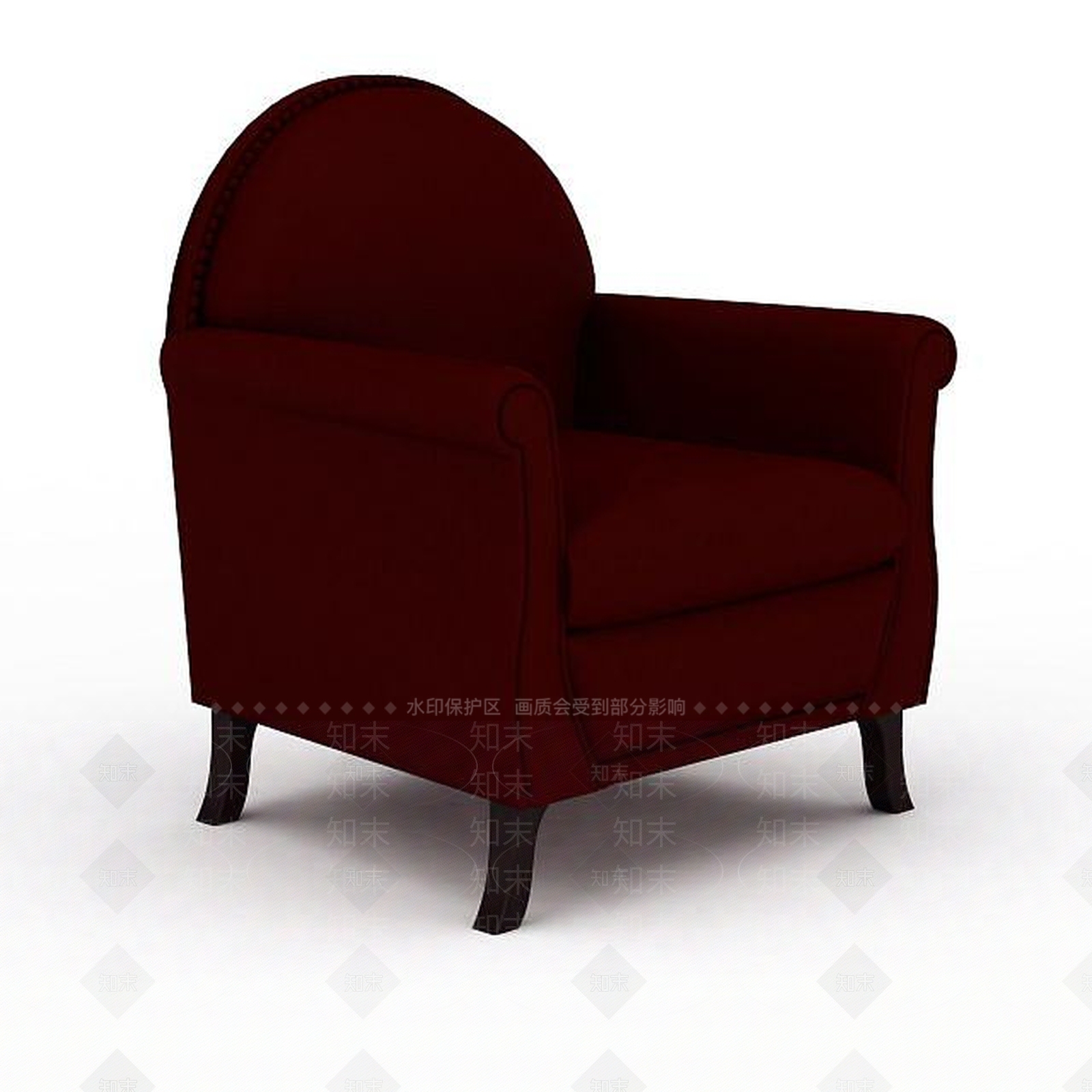现代红色单人沙发3D模型下载【ID:1196907789】