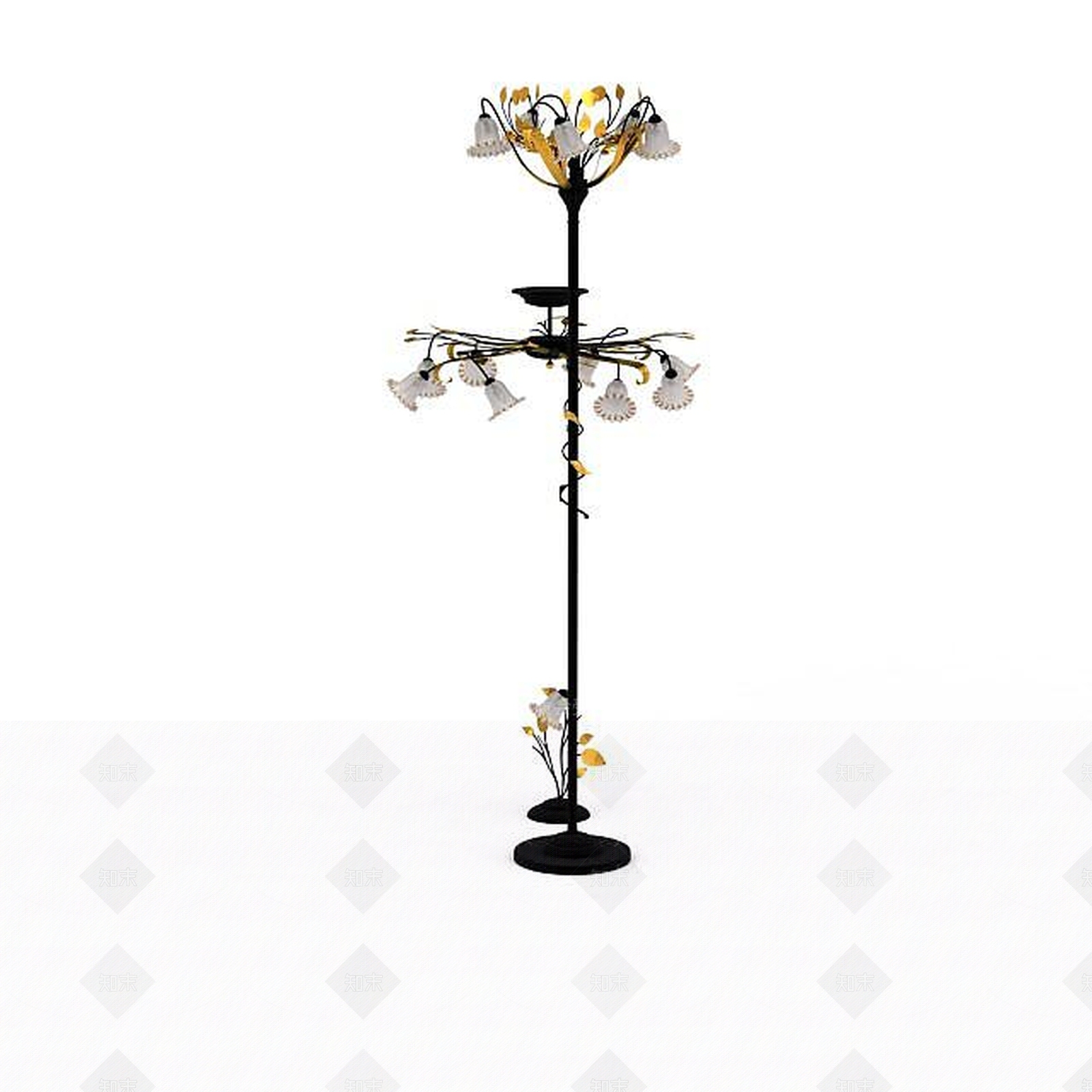 现代白色花样路灯3D模型下载【ID:1196909890】