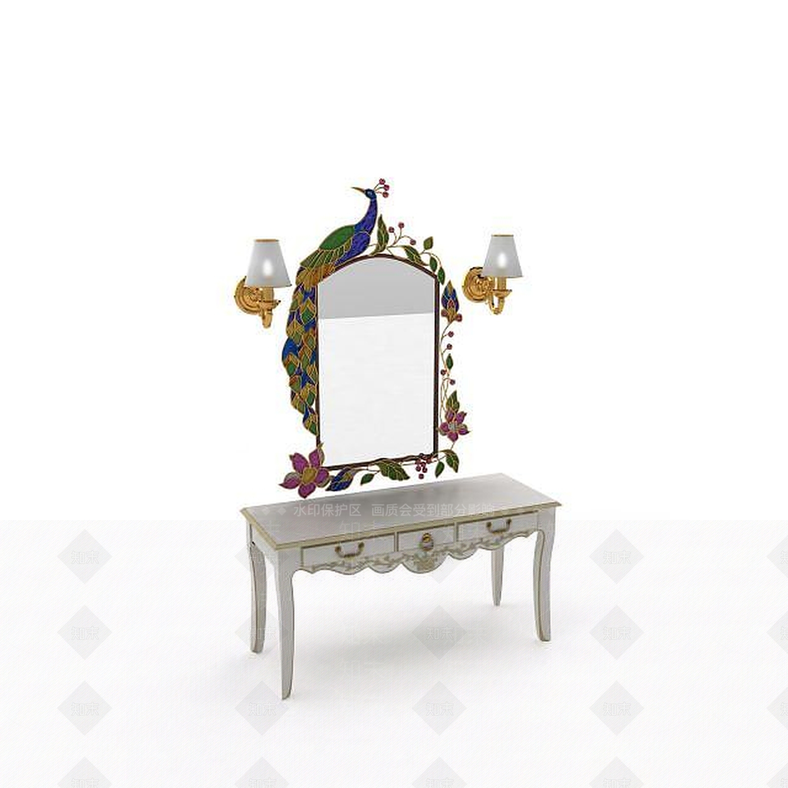 欧式古典欧式化妆台3D模型下载【ID:1196910636】