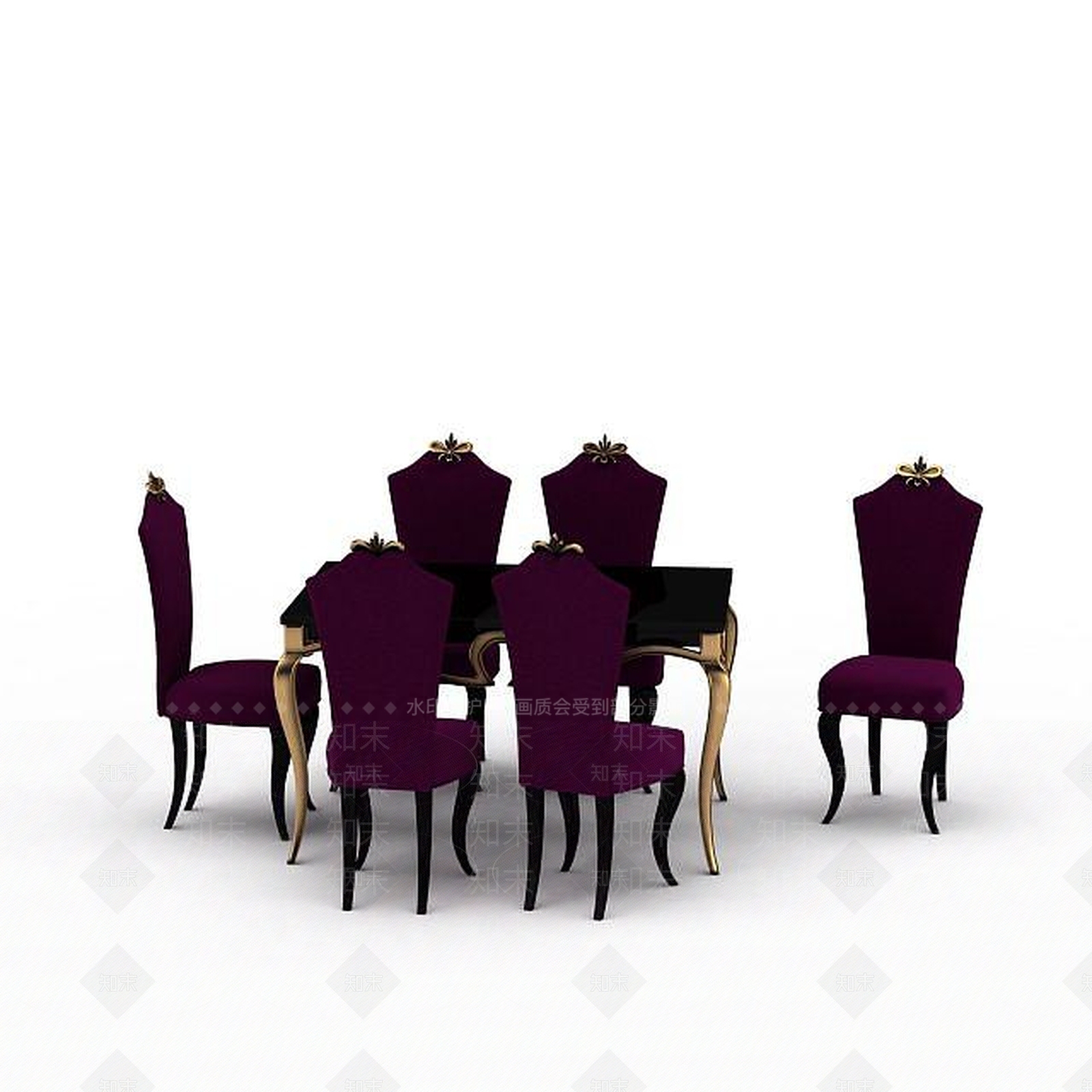 现代时尚紫色桌椅3D模型下载【ID:1196911193】