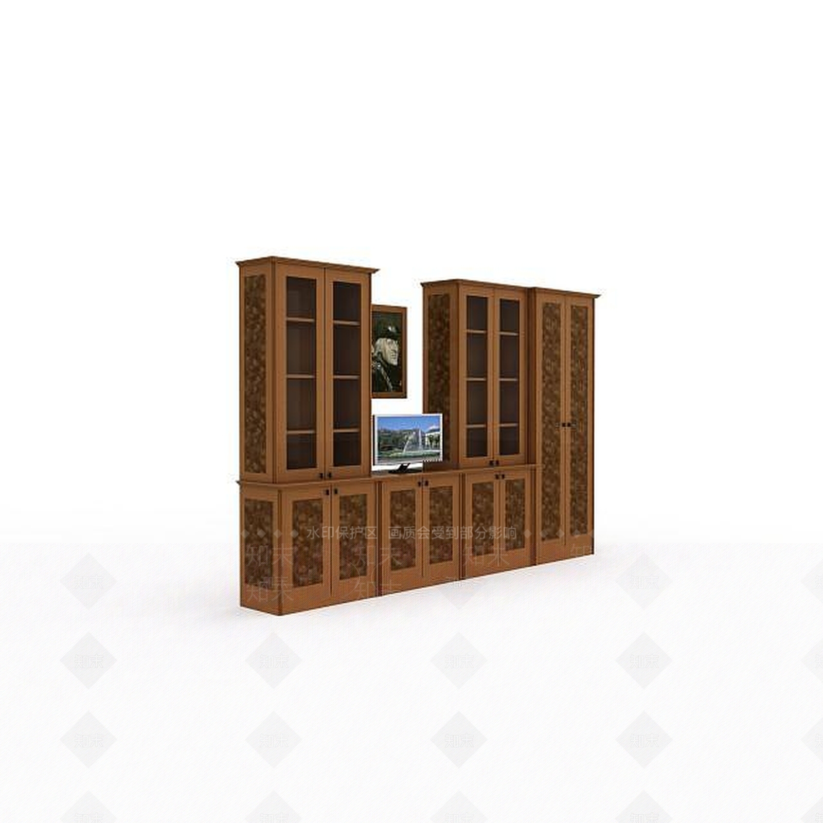 现代客厅展示柜3D模型下载【ID:1196911284】