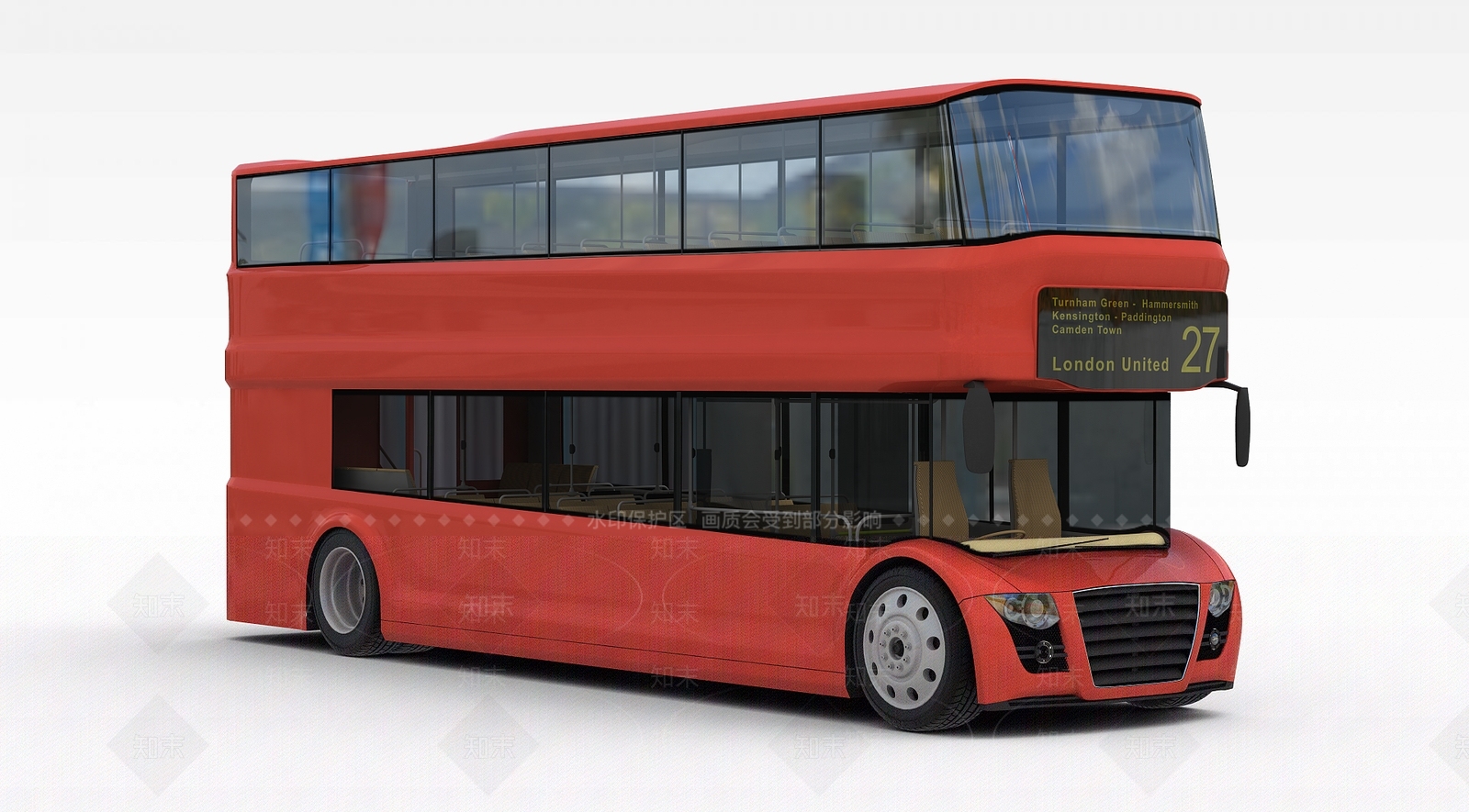 现代公交车3D模型渲染效果图