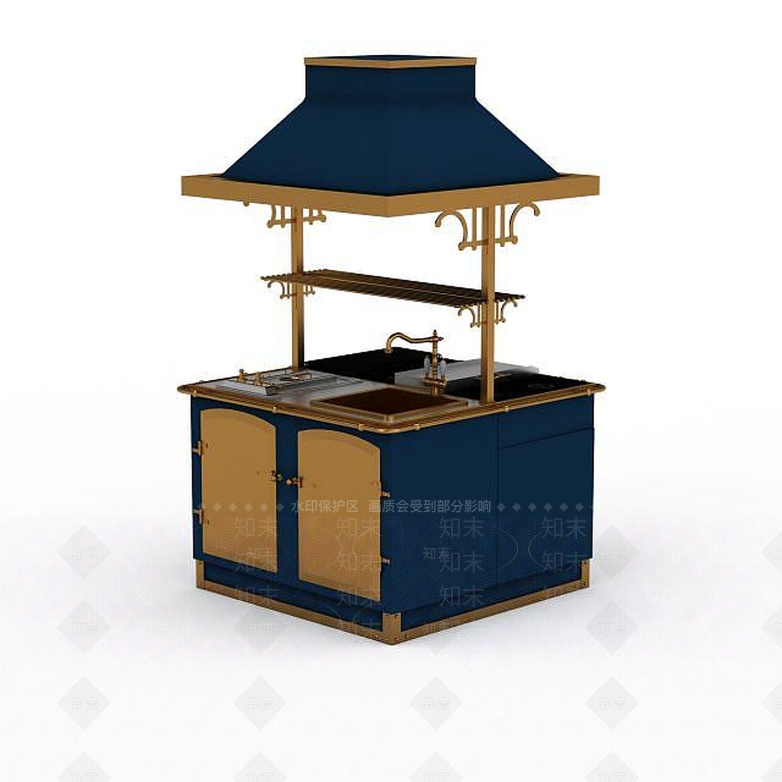 现代蓝色保温台3D模型下载【ID:1196911469】