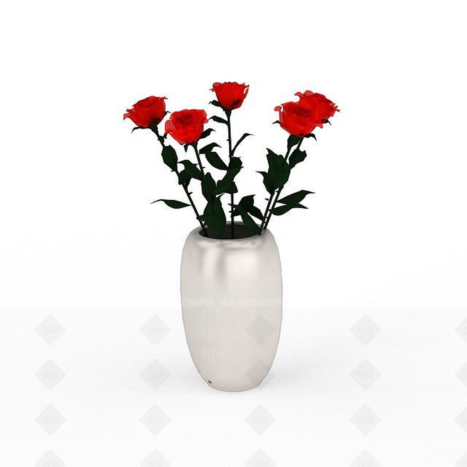 现代红色玫瑰花瓶3D模型下载【ID:1196911854】