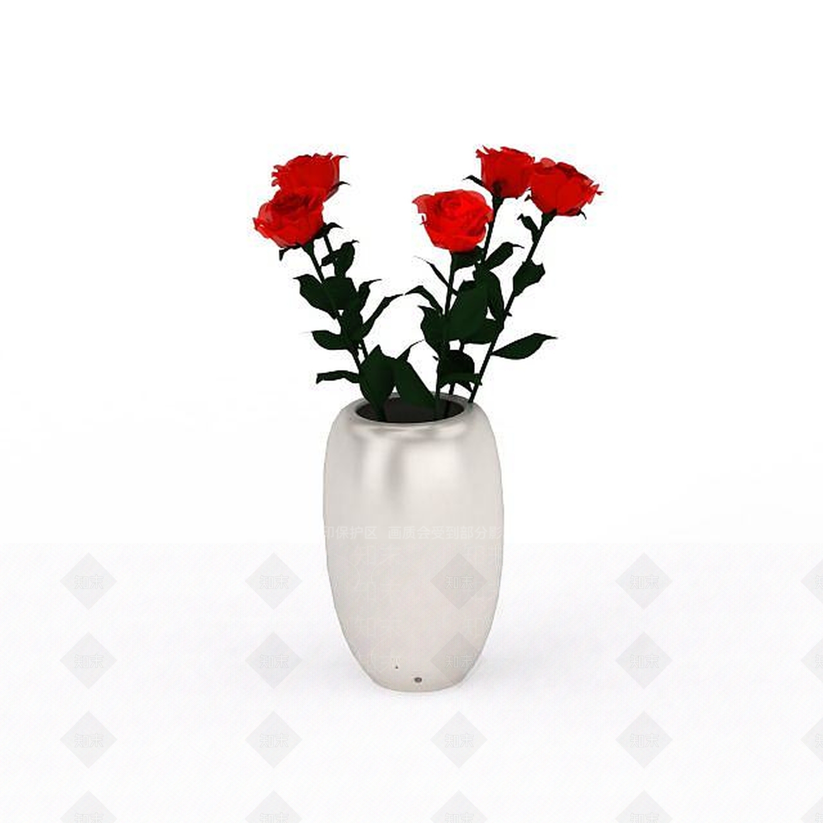 现代红色玫瑰花瓶3D模型下载【ID:1196911854】