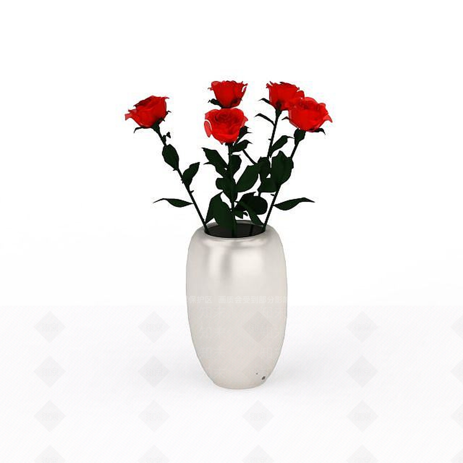 现代红色玫瑰花瓶3D模型下载【ID:1196911854】
