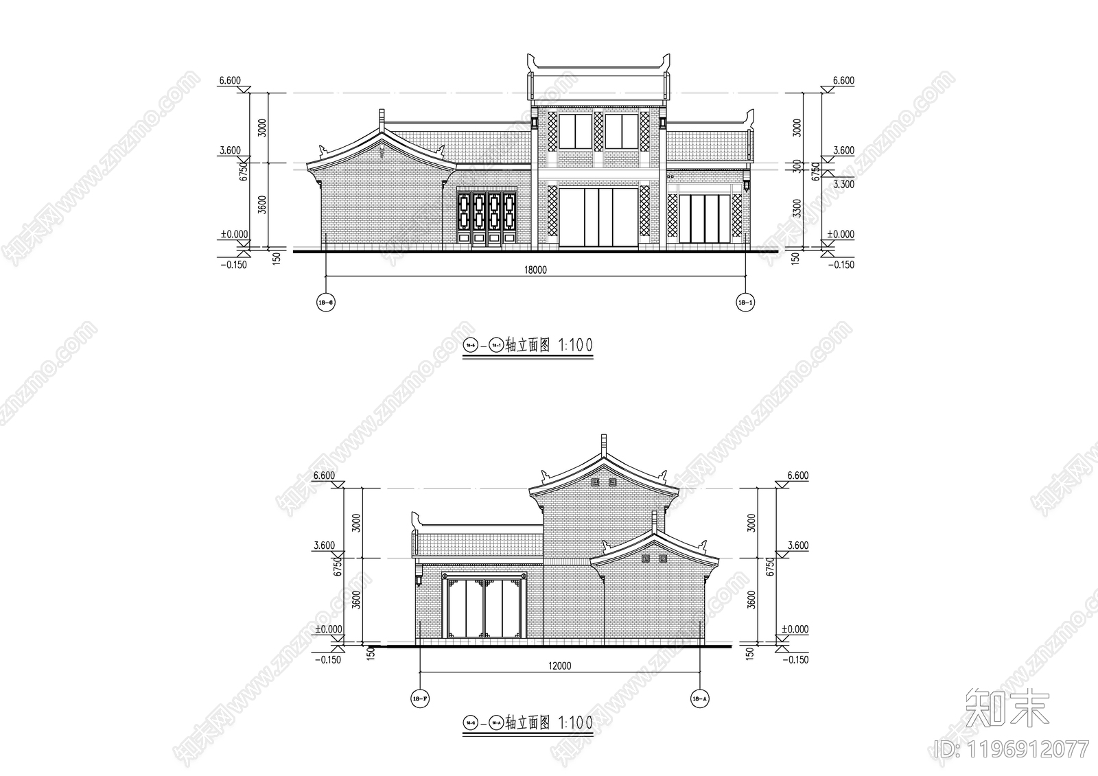 现代中式商业街cad施工图下载【ID:1196912077】