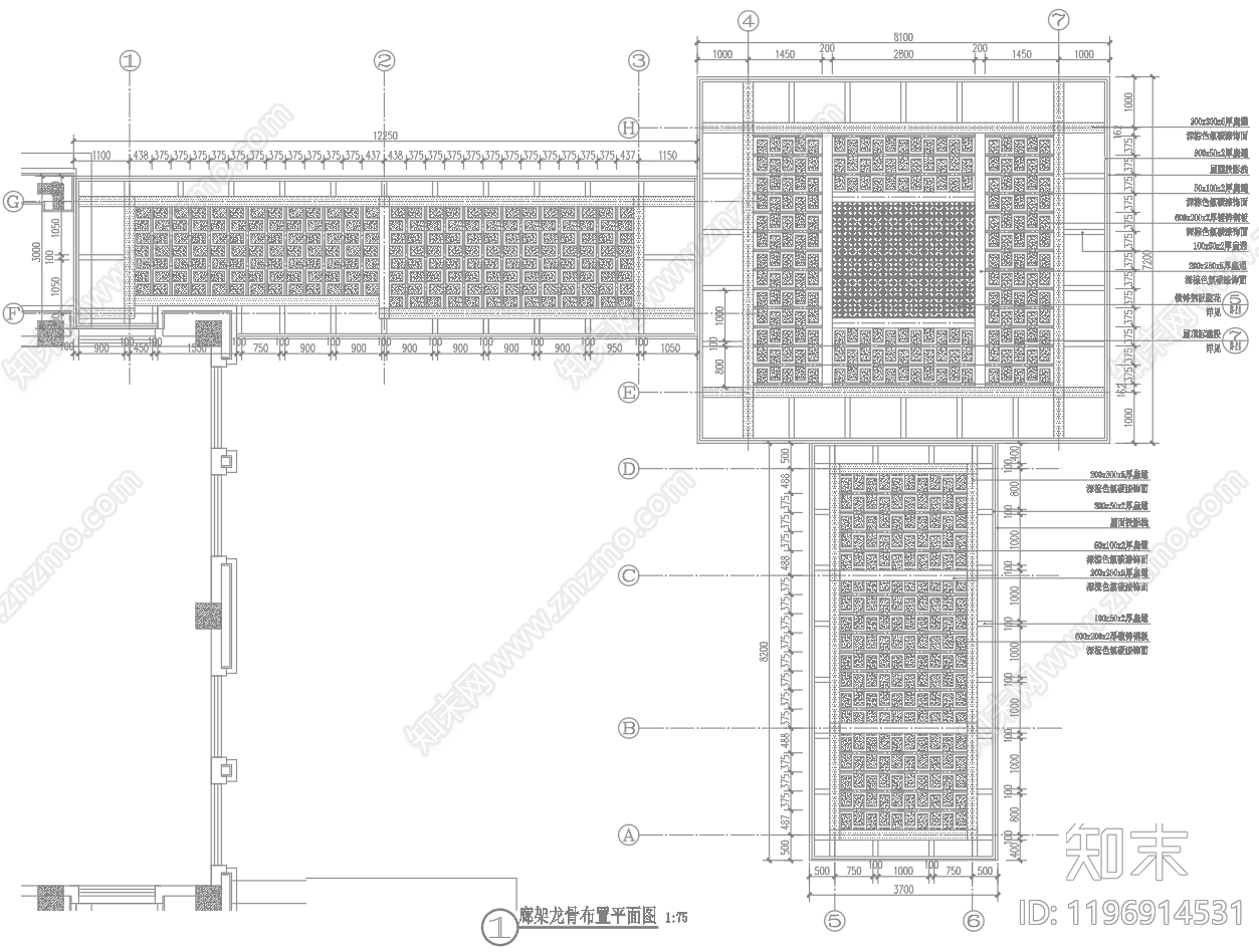 现代廊架cad施工图下载【ID:1196914531】