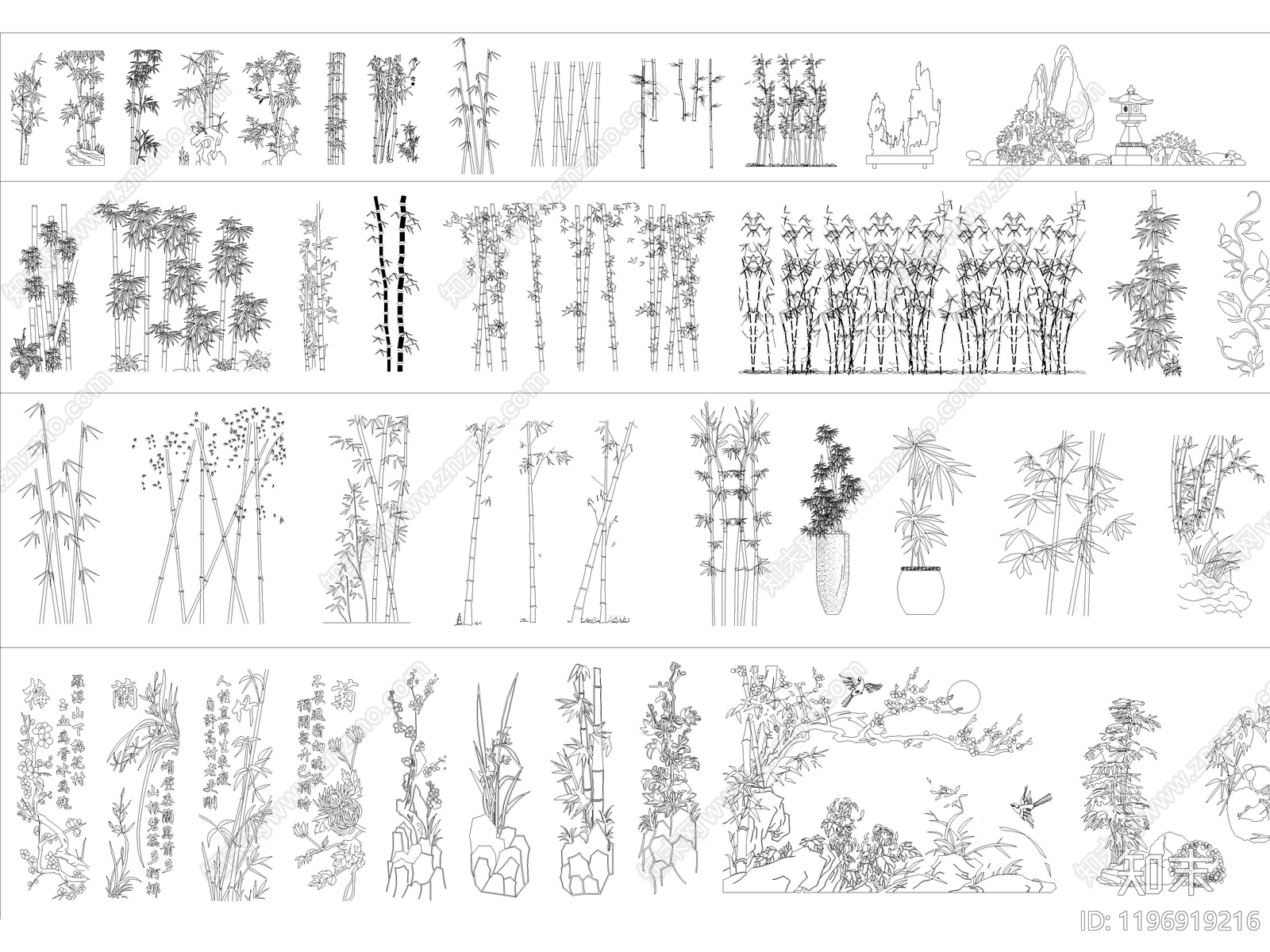 2025年最新园林庭院植物绿植景观小品CAD图库cad施工图下载【ID:1196919216】