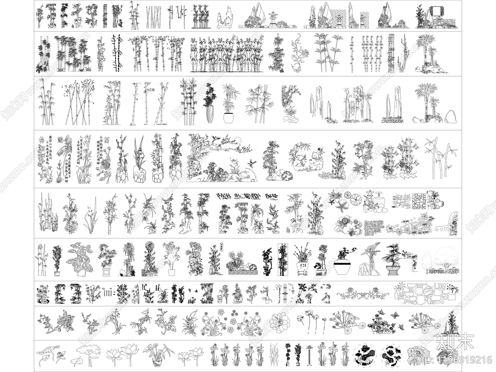 2025年最新园林庭院植物绿植景观小品CAD图库cad施工图下载【ID:1196919216】
