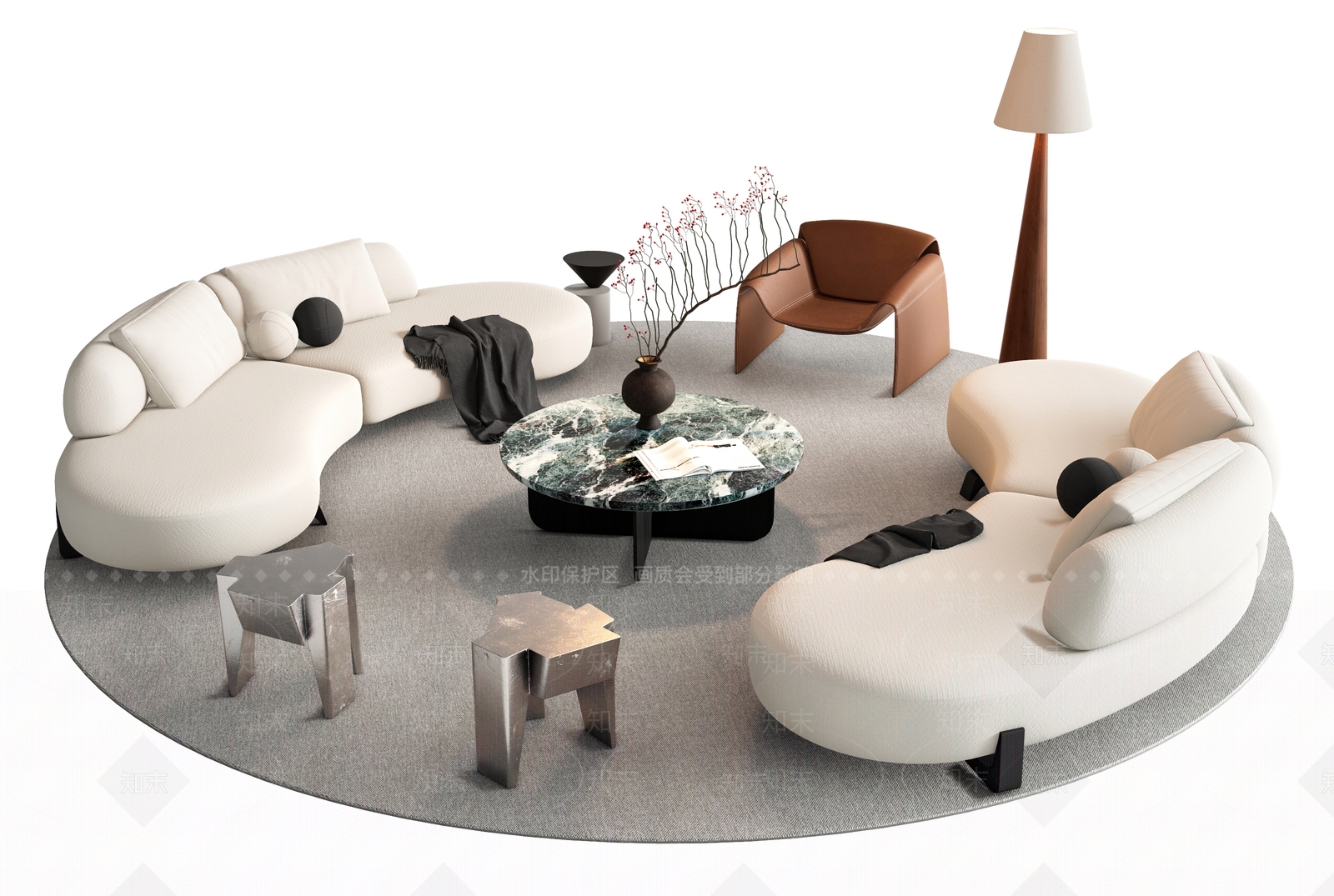 现代沙发组合SU模型下载【ID:1196921016】