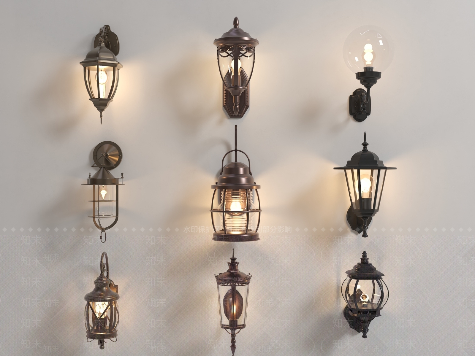 欧式壁灯SU模型下载【ID:1196922059】