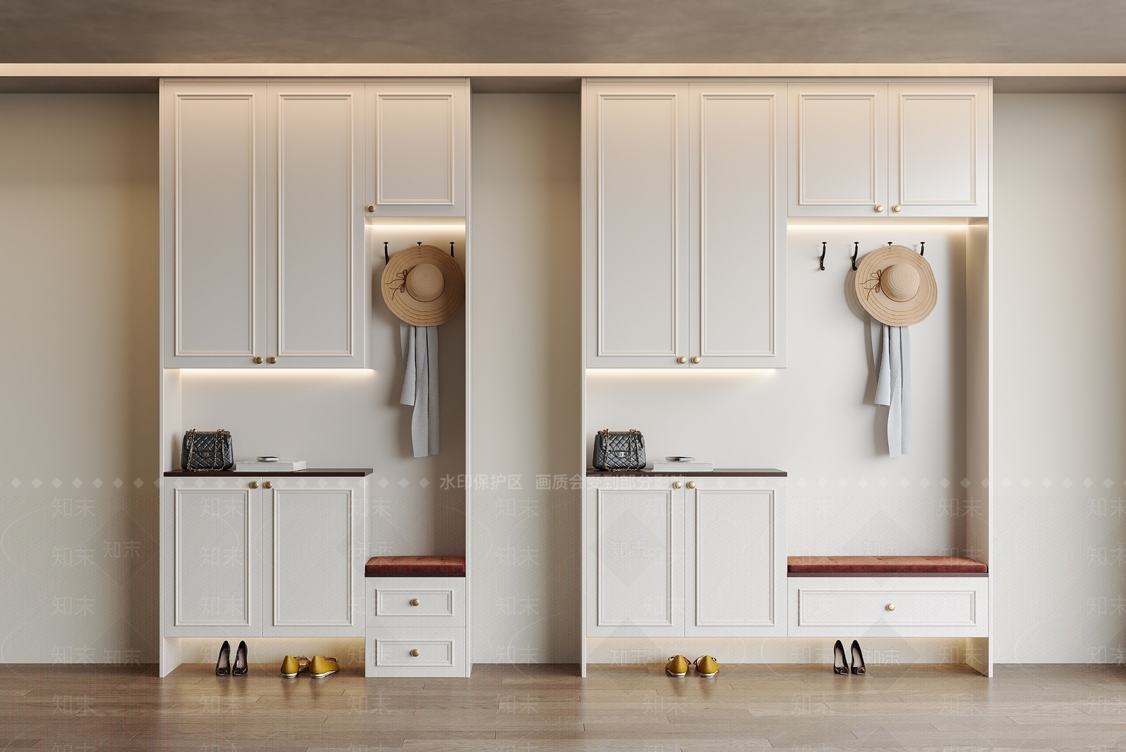法式奶油鞋柜3D模型下载【ID:1196934033】
