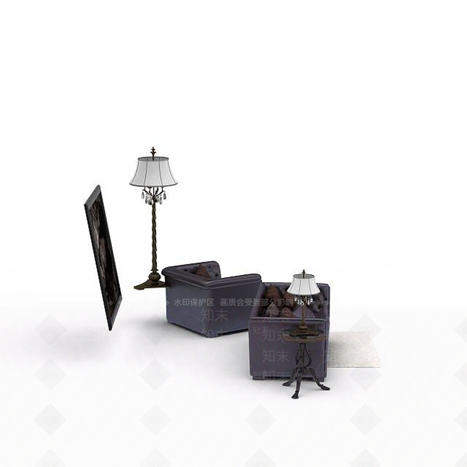 现代双人沙发3D模型下载【ID:1196924412】