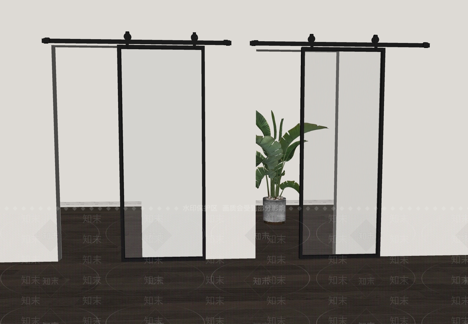 现代推拉门SU模型下载【ID:1196926757】