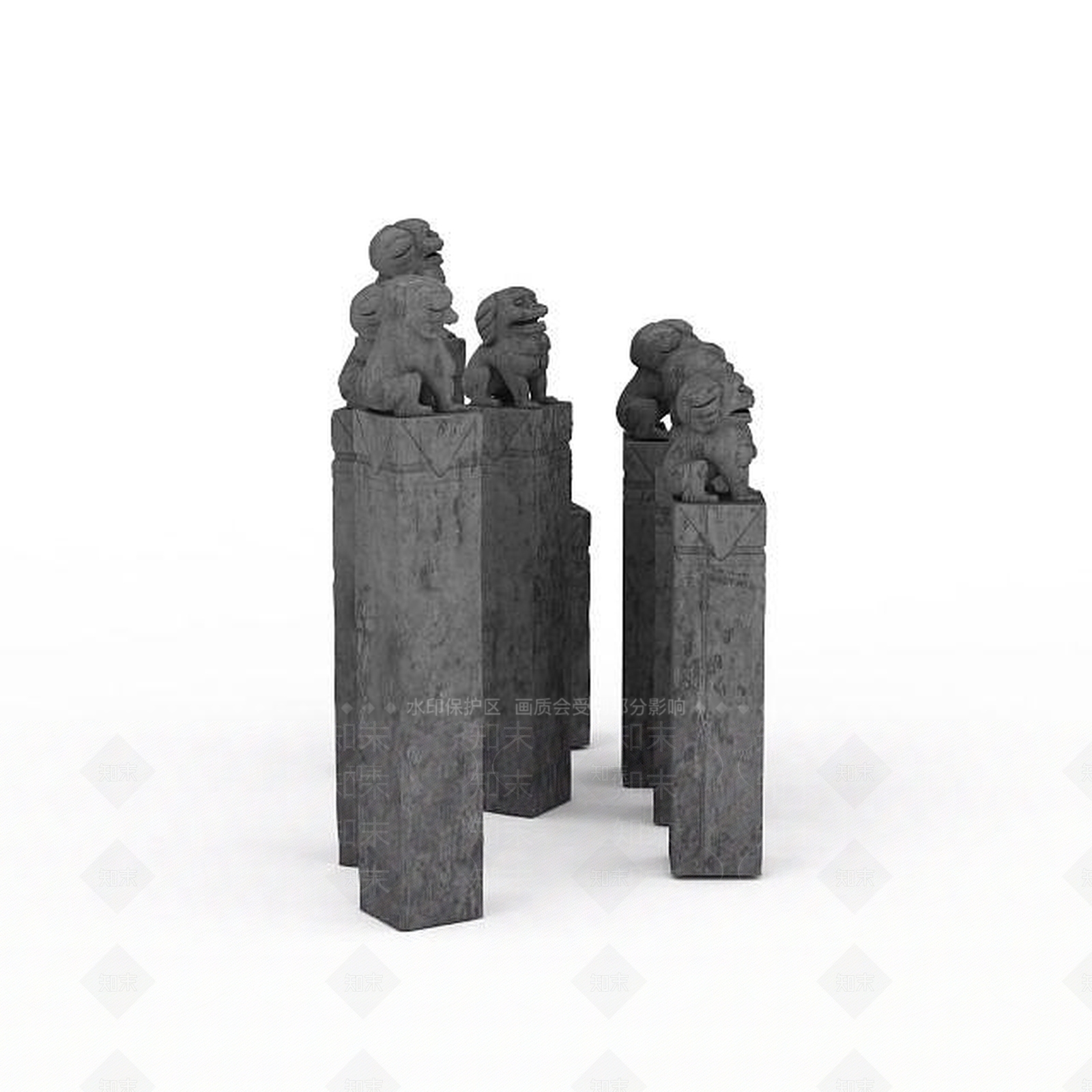 现代中式景观雕塑3D模型下载【ID:1196926579】