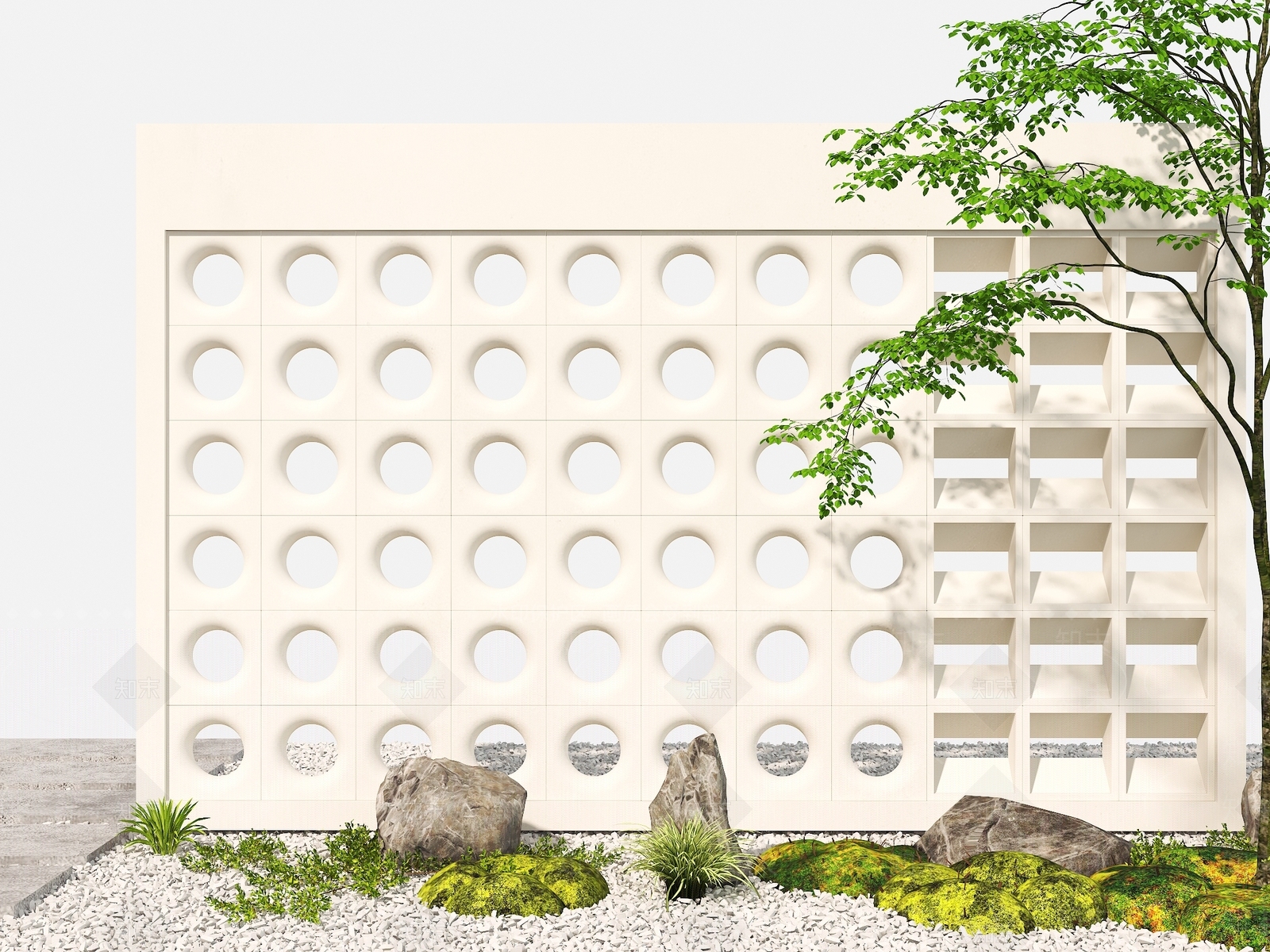 现代新中式景墙3D模型下载【ID:1196929744】