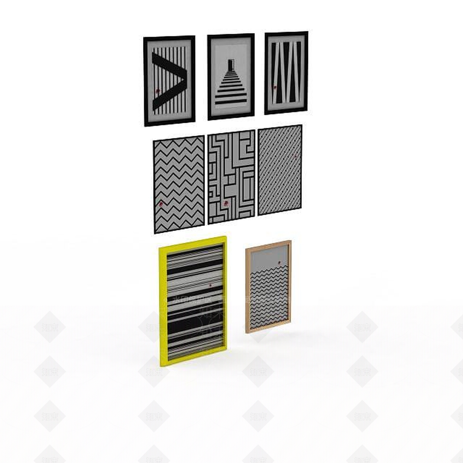 现代摆件组合3D模型下载【ID:1196930166】