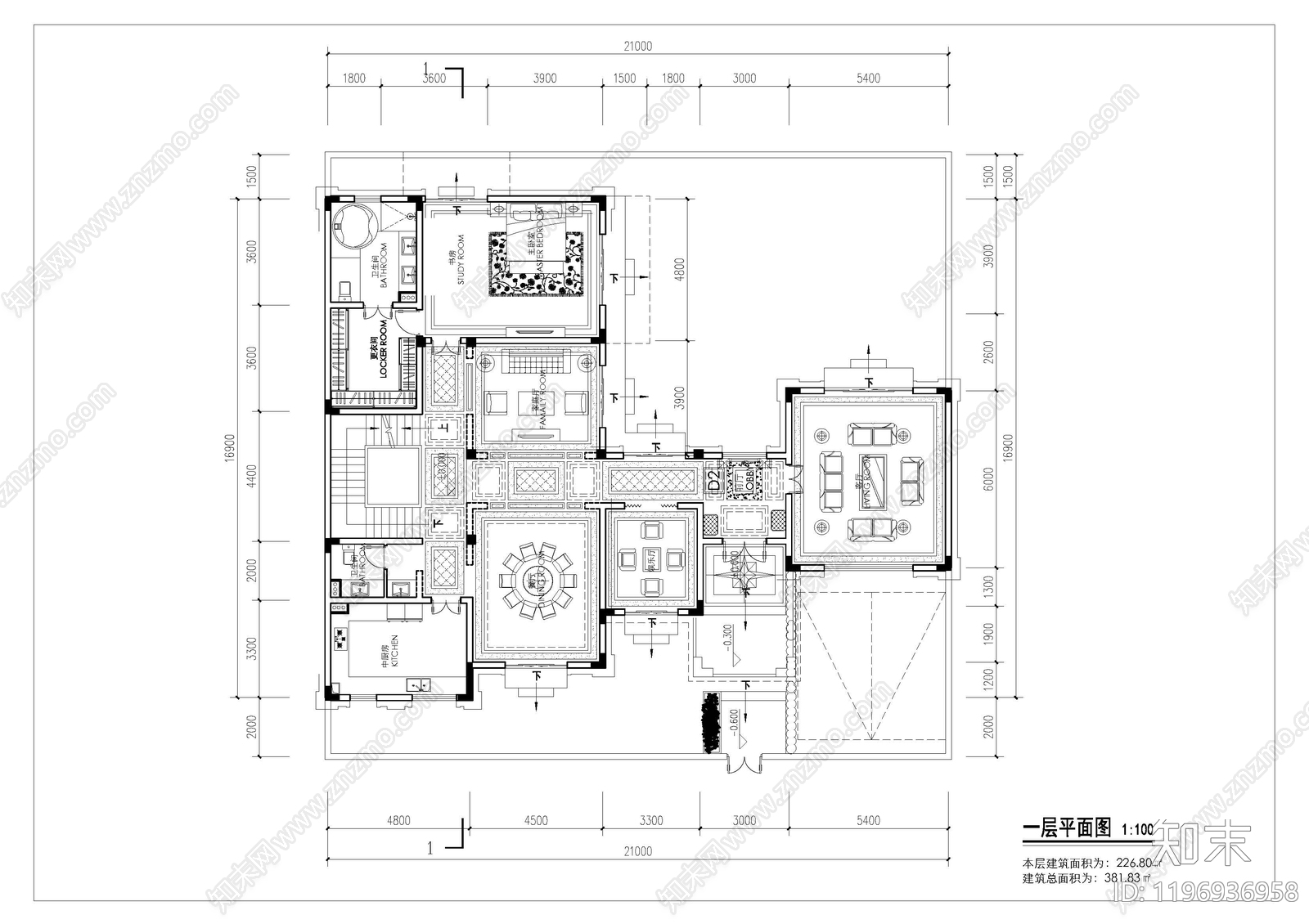 现代新中式四合院施工图下载【ID:1196936958】