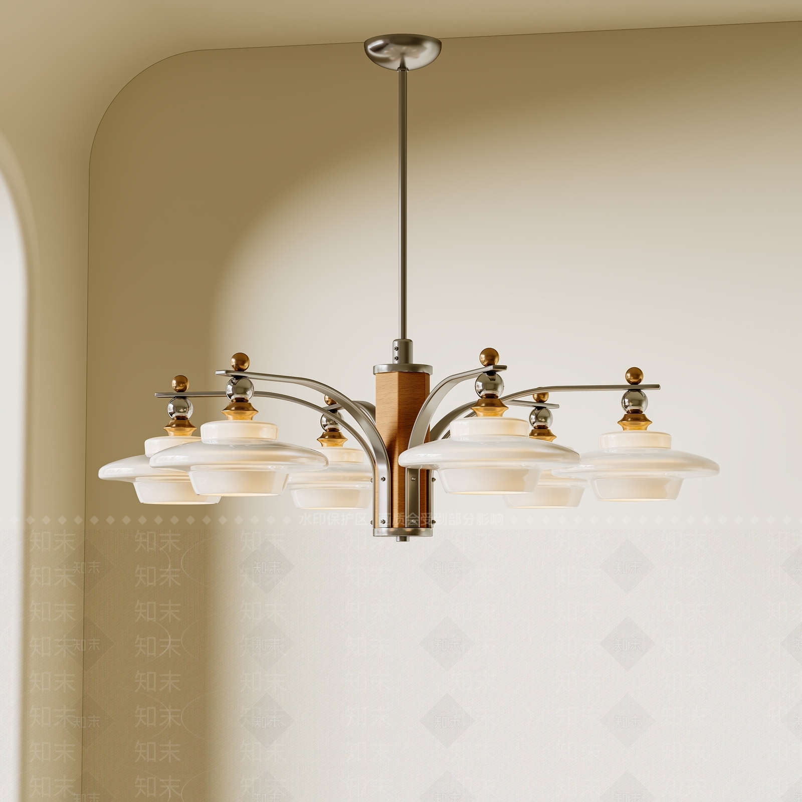 复古中古客厅吊灯3D模型下载【ID:1196935908】