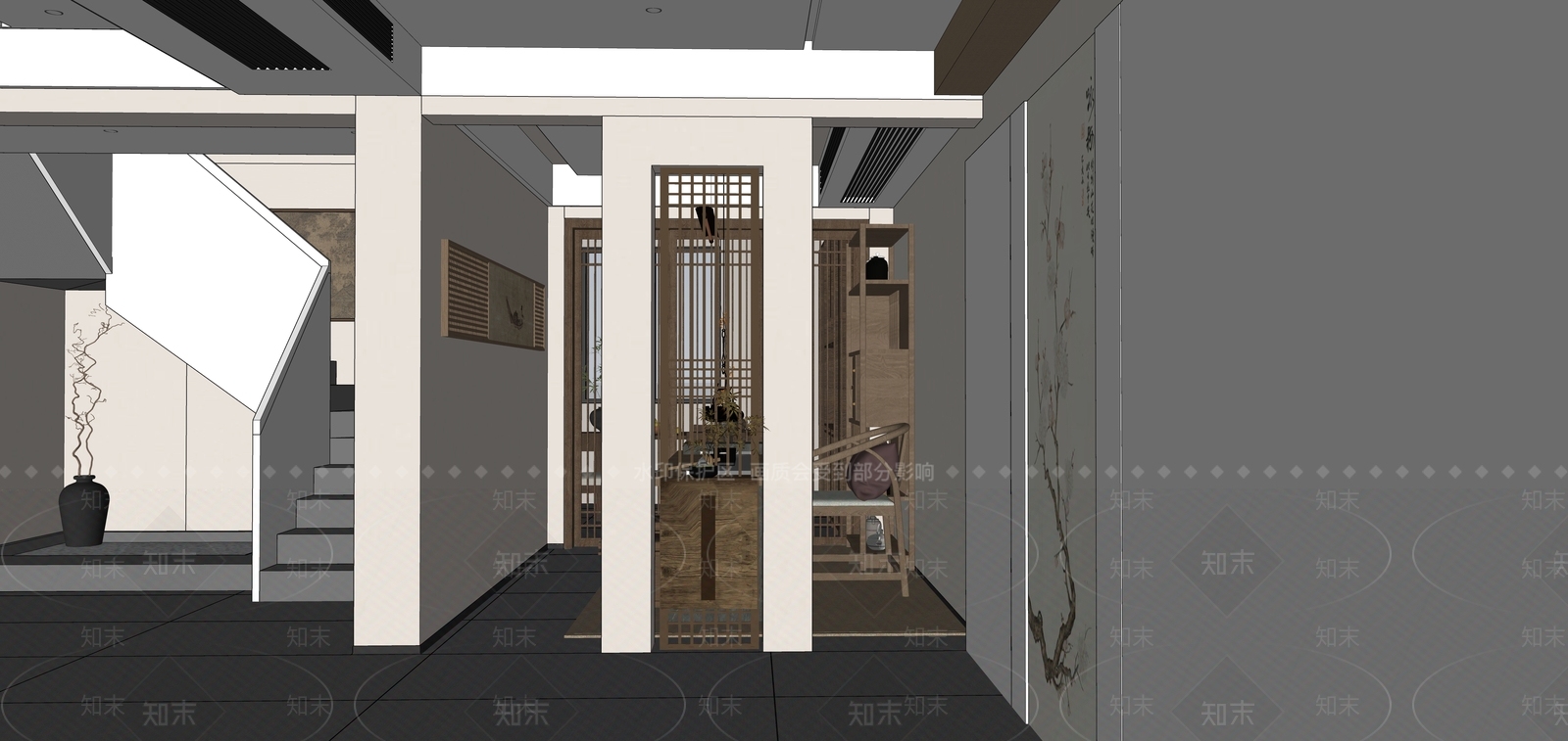 新中式中式玄关SU模型下载【ID:1196943359】