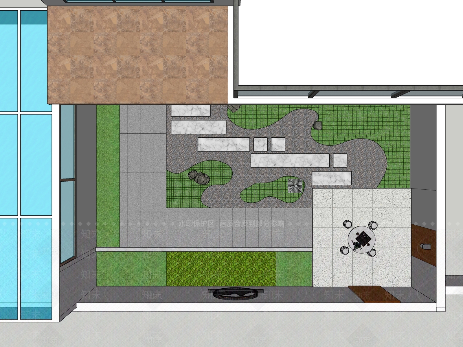 现代别墅庭院SU模型下载【ID:1196945181】