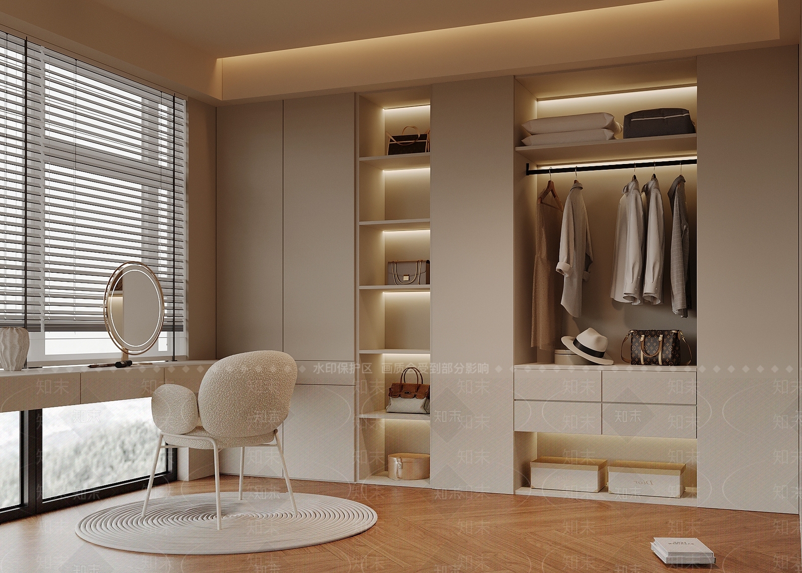 现代衣帽间3D模型下载【ID:1196948980】