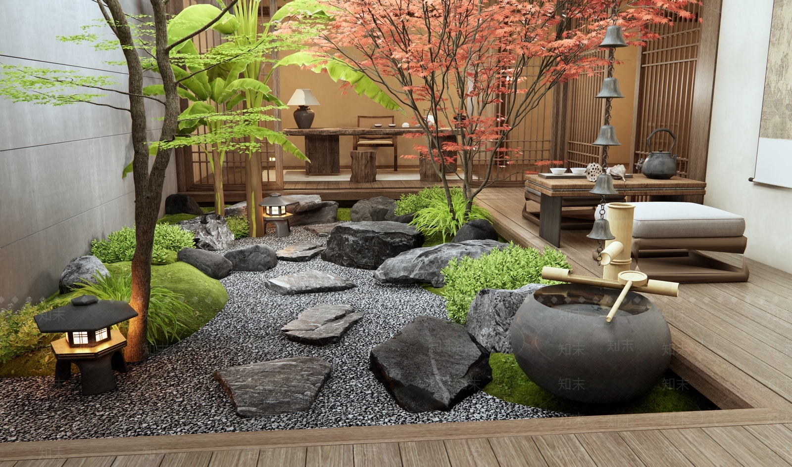 日式禅意石头3D模型下载【ID:1196949451】