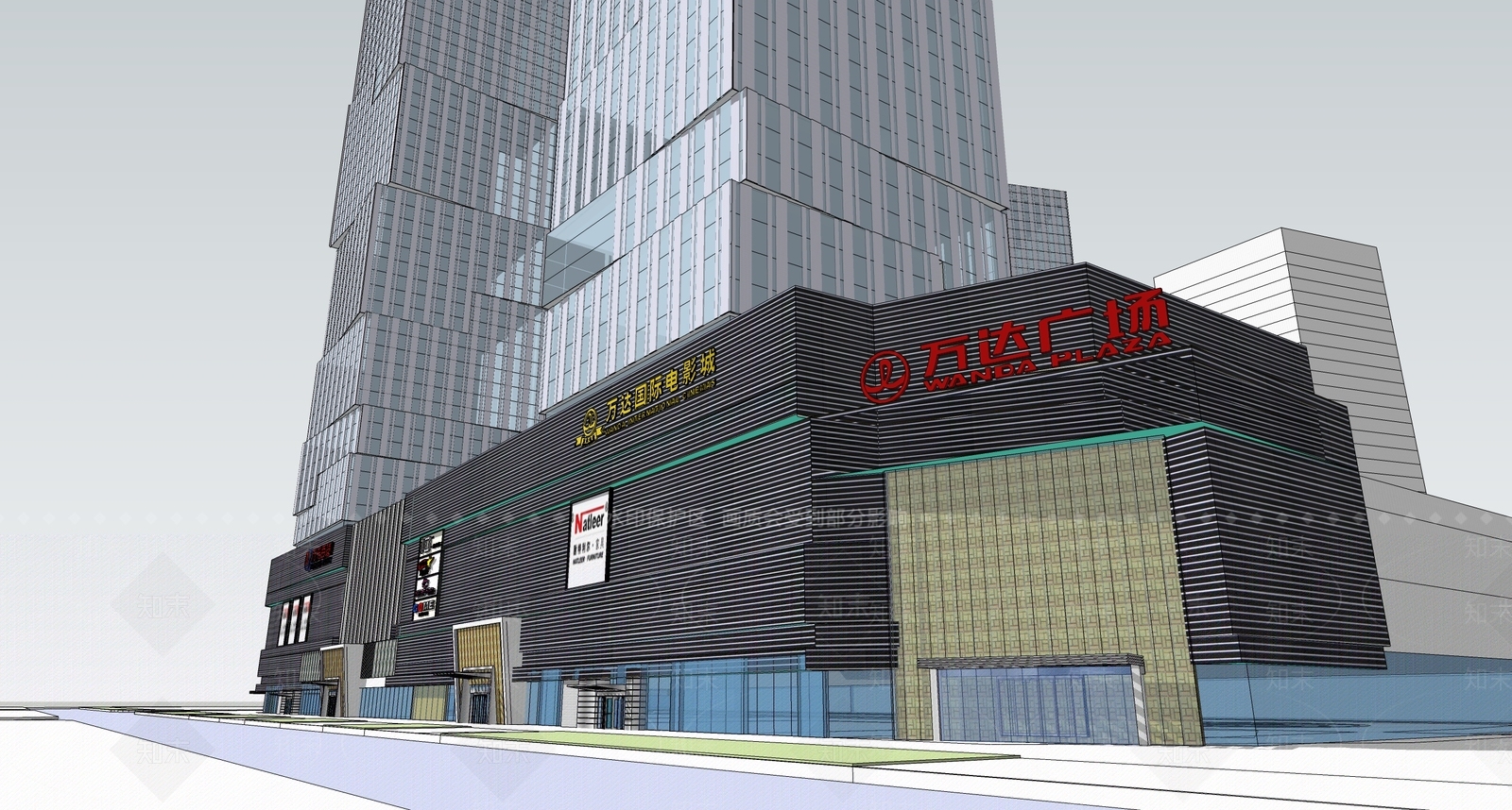 现代简约商场建筑SU模型下载【ID:1196951888】