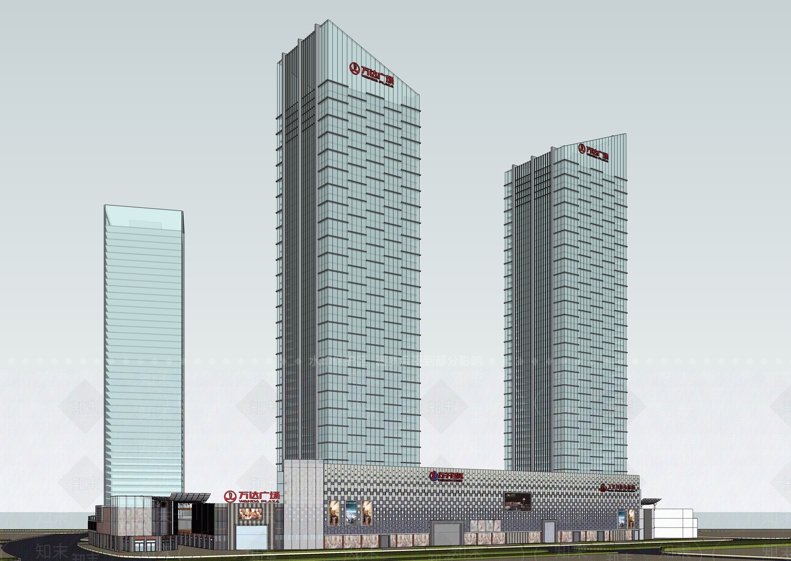 现代简约商场建筑SU模型下载【ID:1196955836】