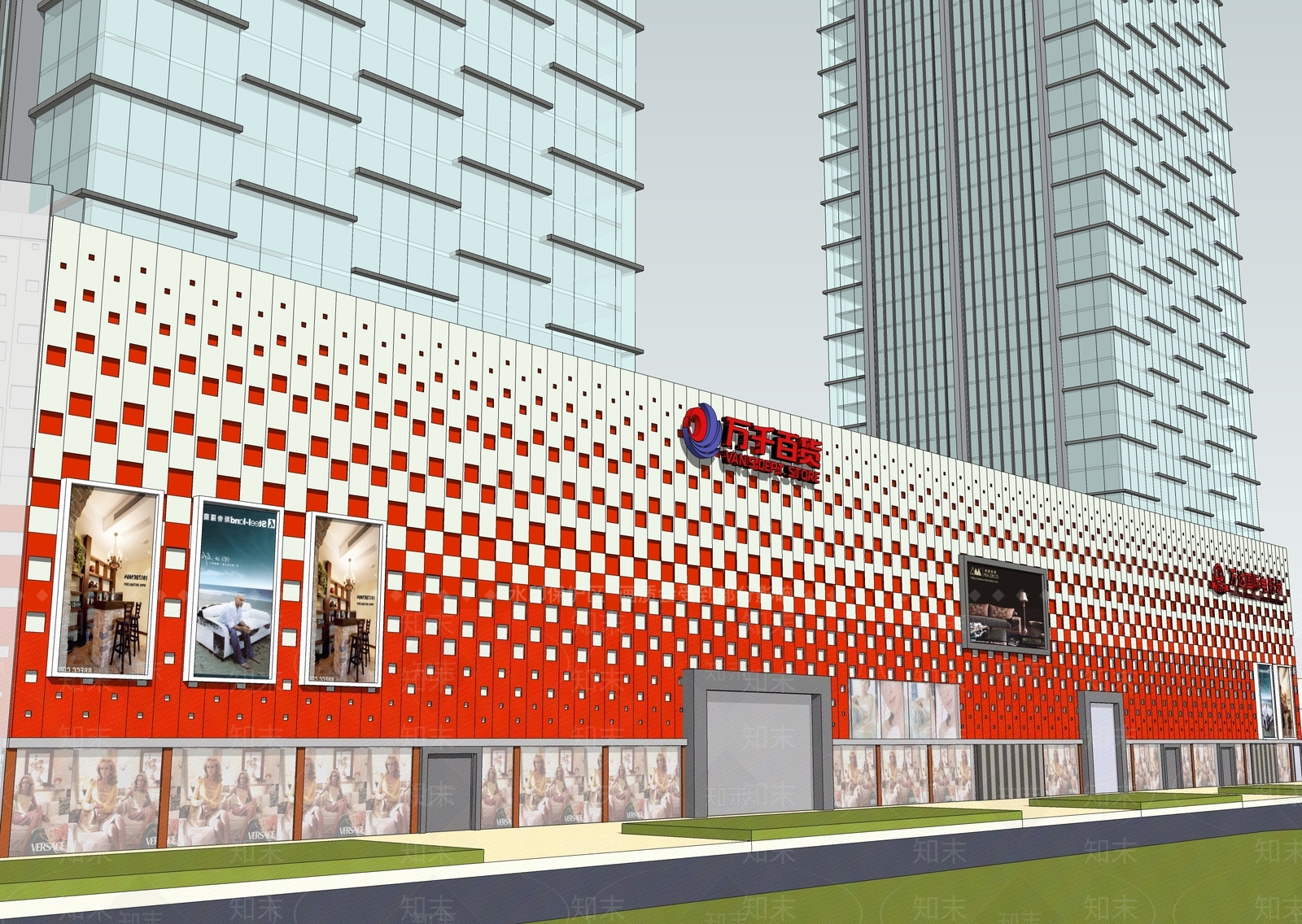 现代简约商场建筑SU模型下载【ID:1196955836】