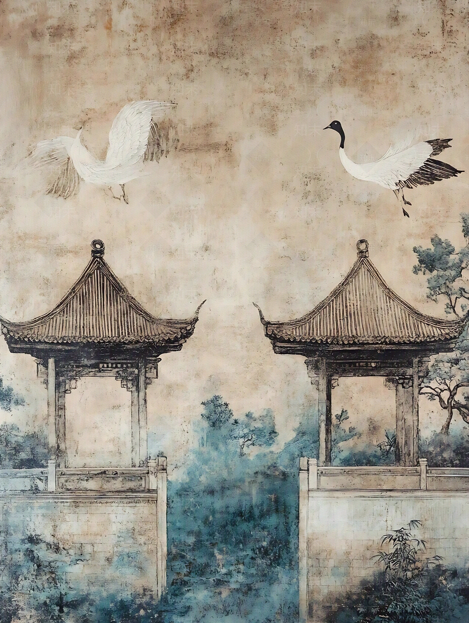 新中式中式水墨画贴图下载【ID:1196954265】