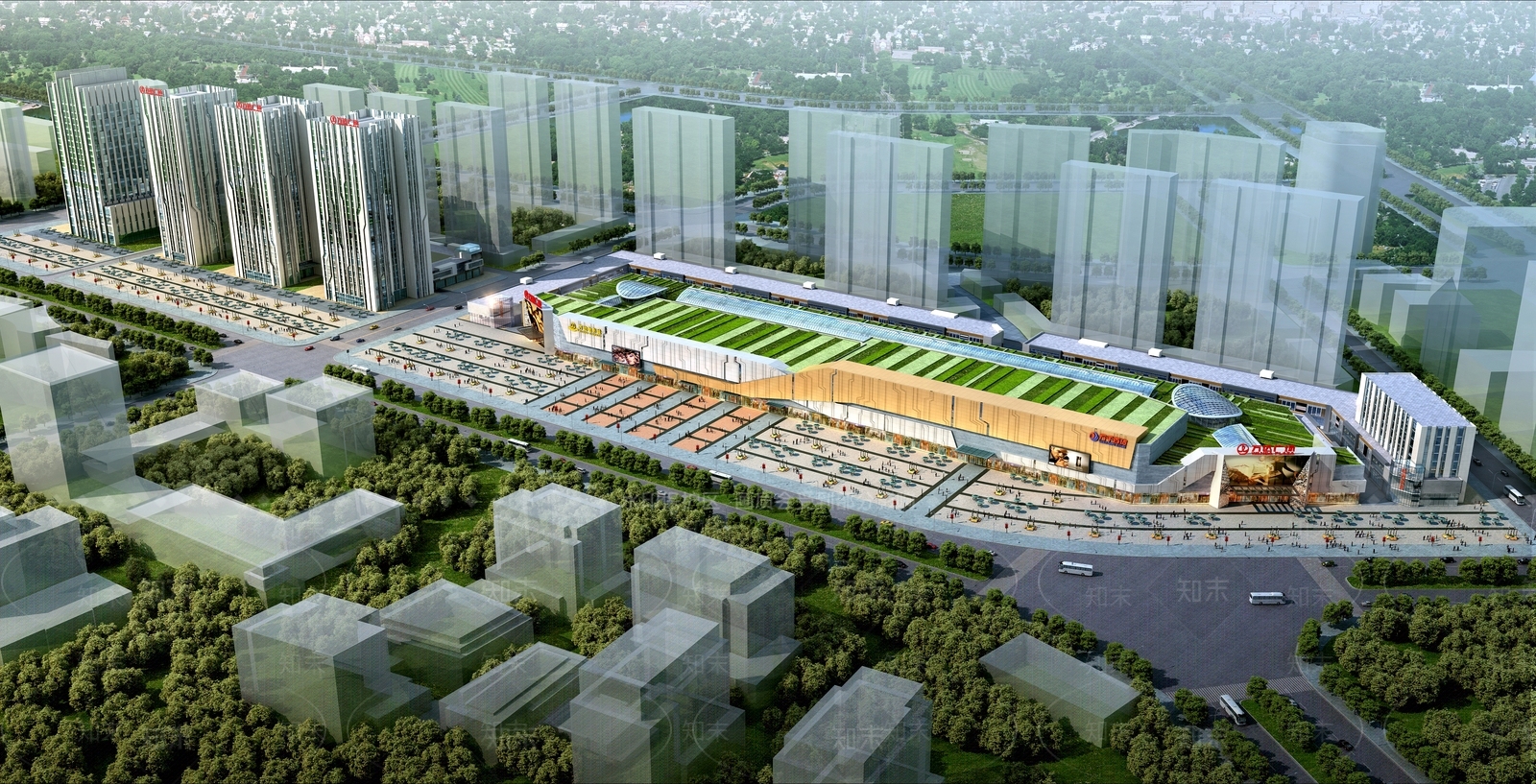 现代简约商场建筑SU模型下载【ID:1196958818】