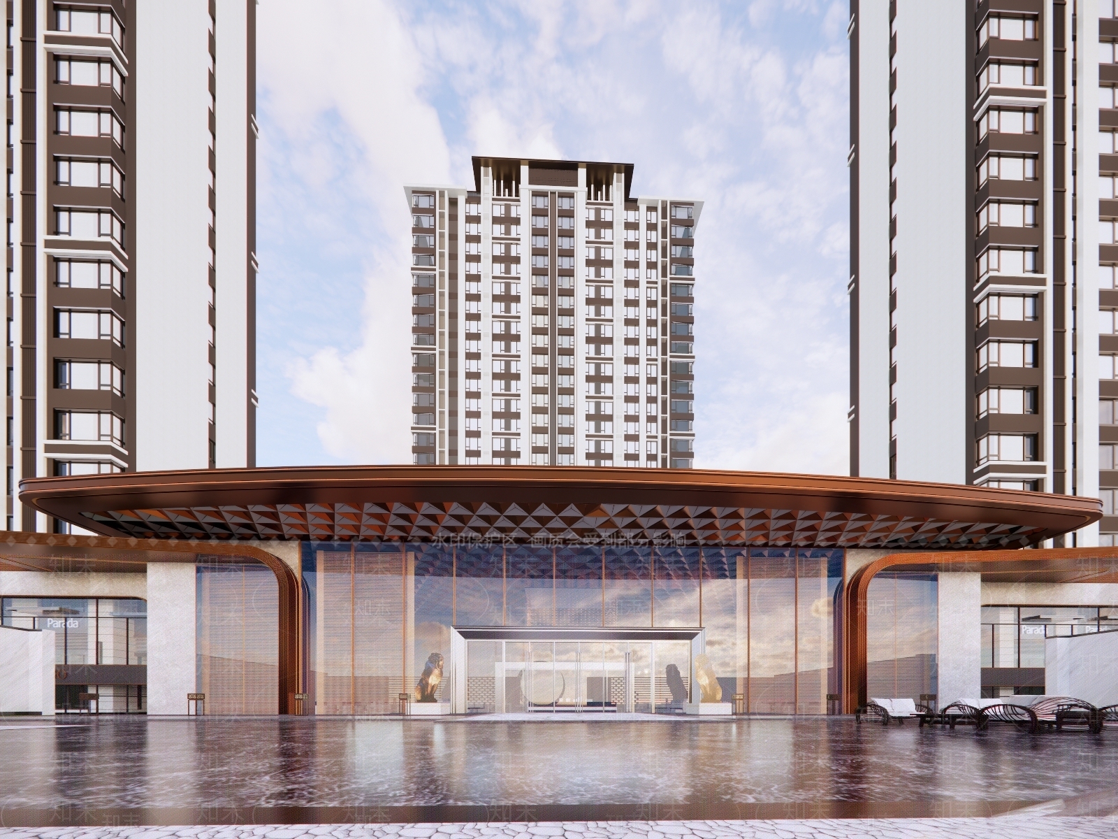 现代新中式售楼处建筑SU模型下载【ID:1196962500】