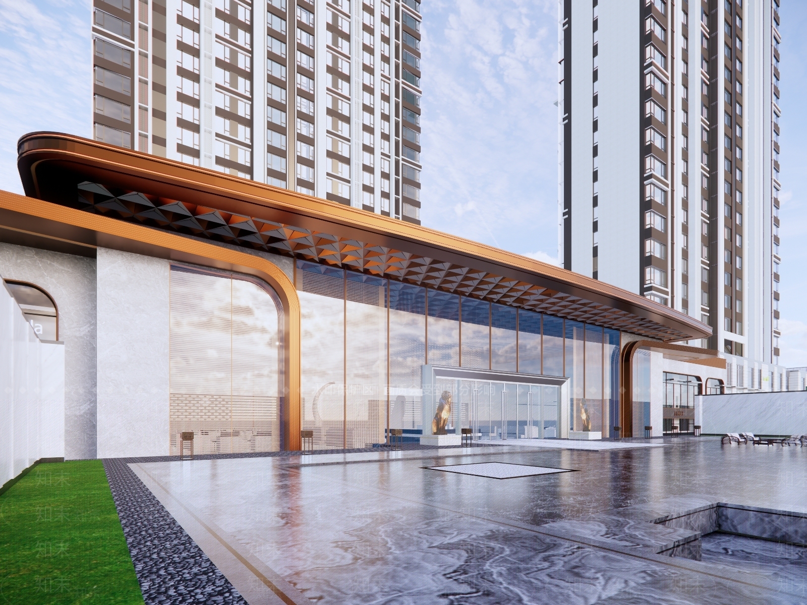 现代新中式售楼处建筑SU模型下载【ID:1196962500】