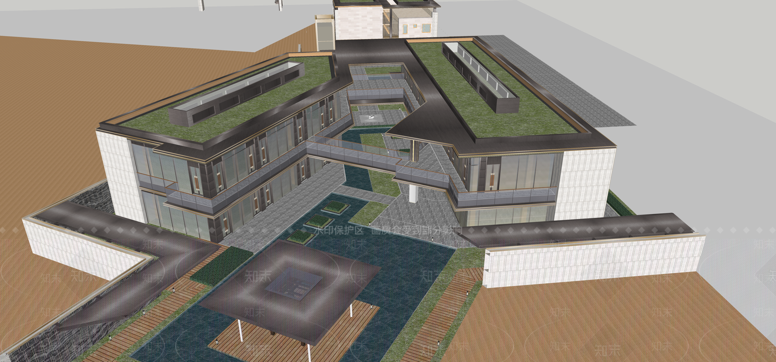现代新中式商业街SU模型下载【ID:1196960655】
