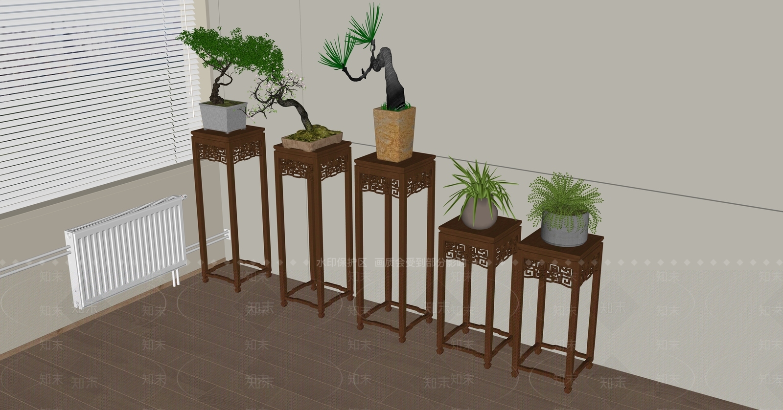 新中式中式花几SU模型下载【ID:1196964226】