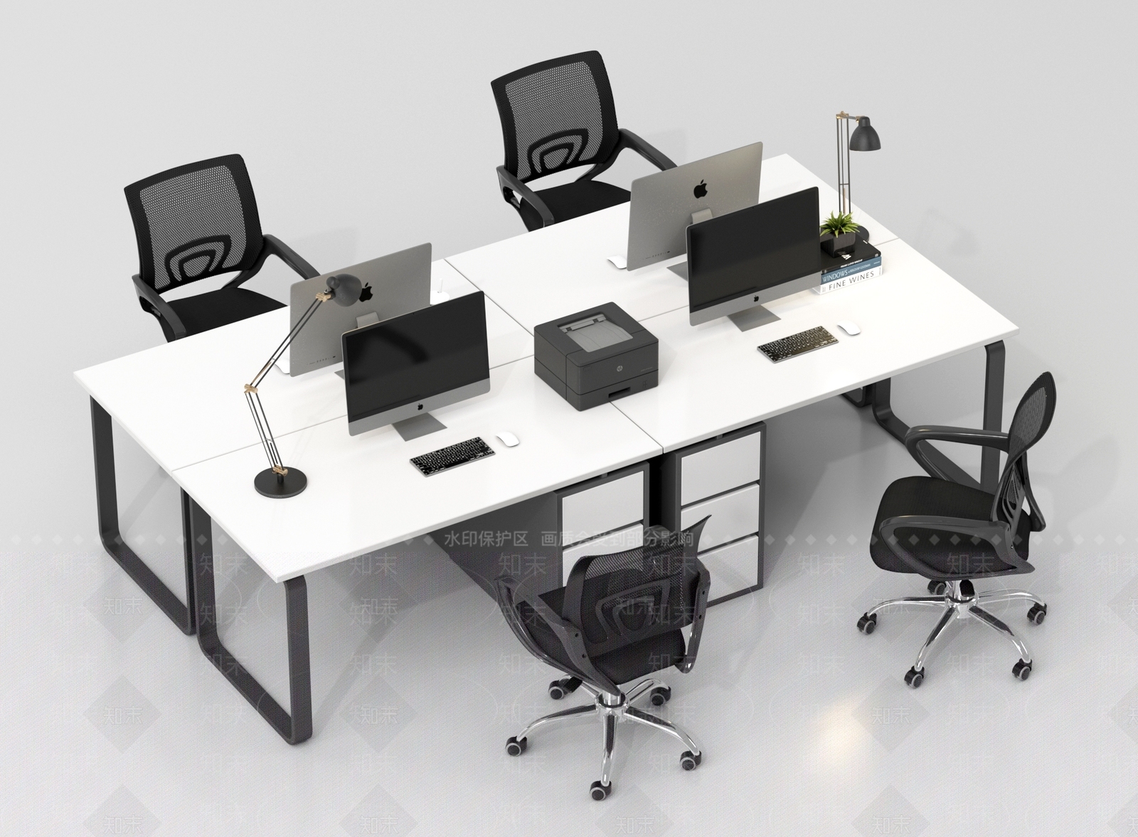 现代办公桌椅3D模型下载【ID:1196963617】