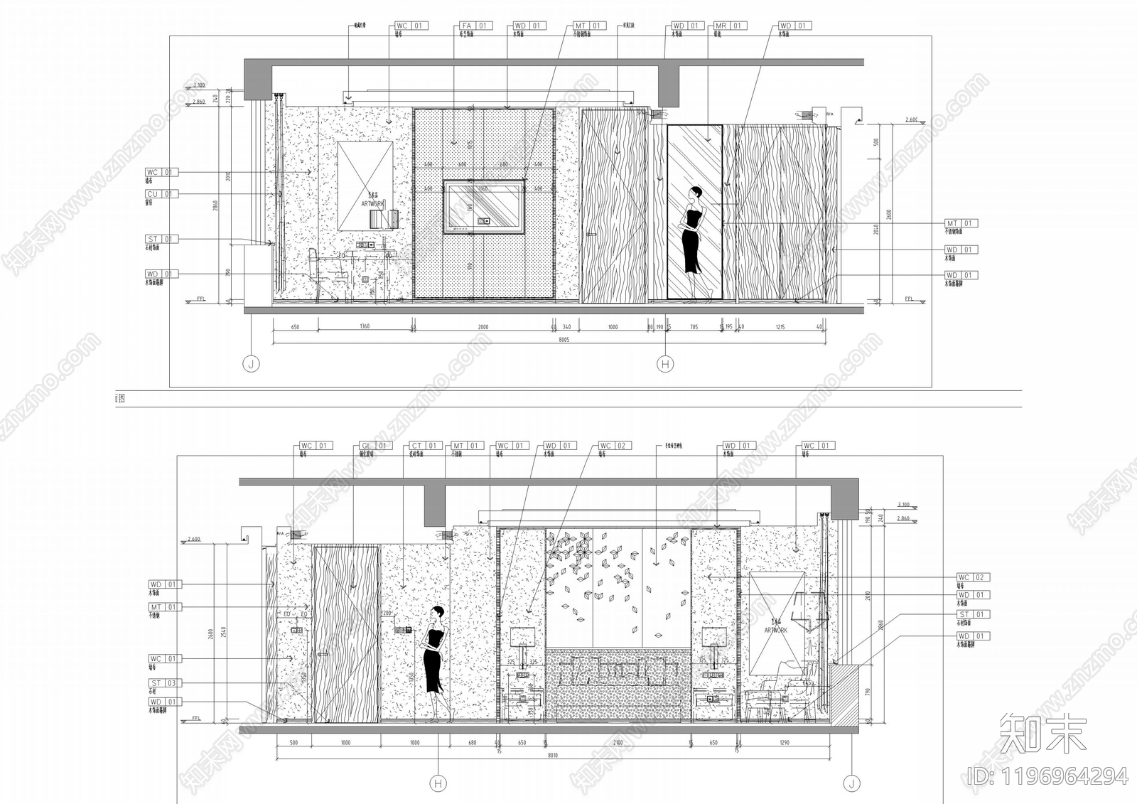 酒店客房cad施工图下载【ID:1196964294】