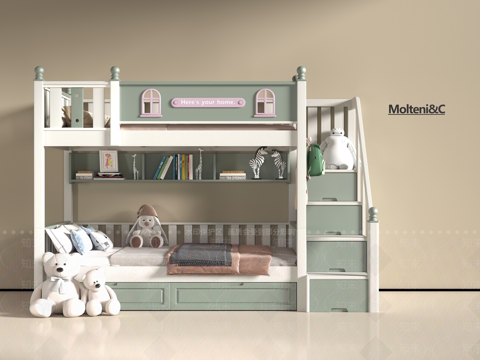 现代上下床3D模型下载【ID:1196964704】