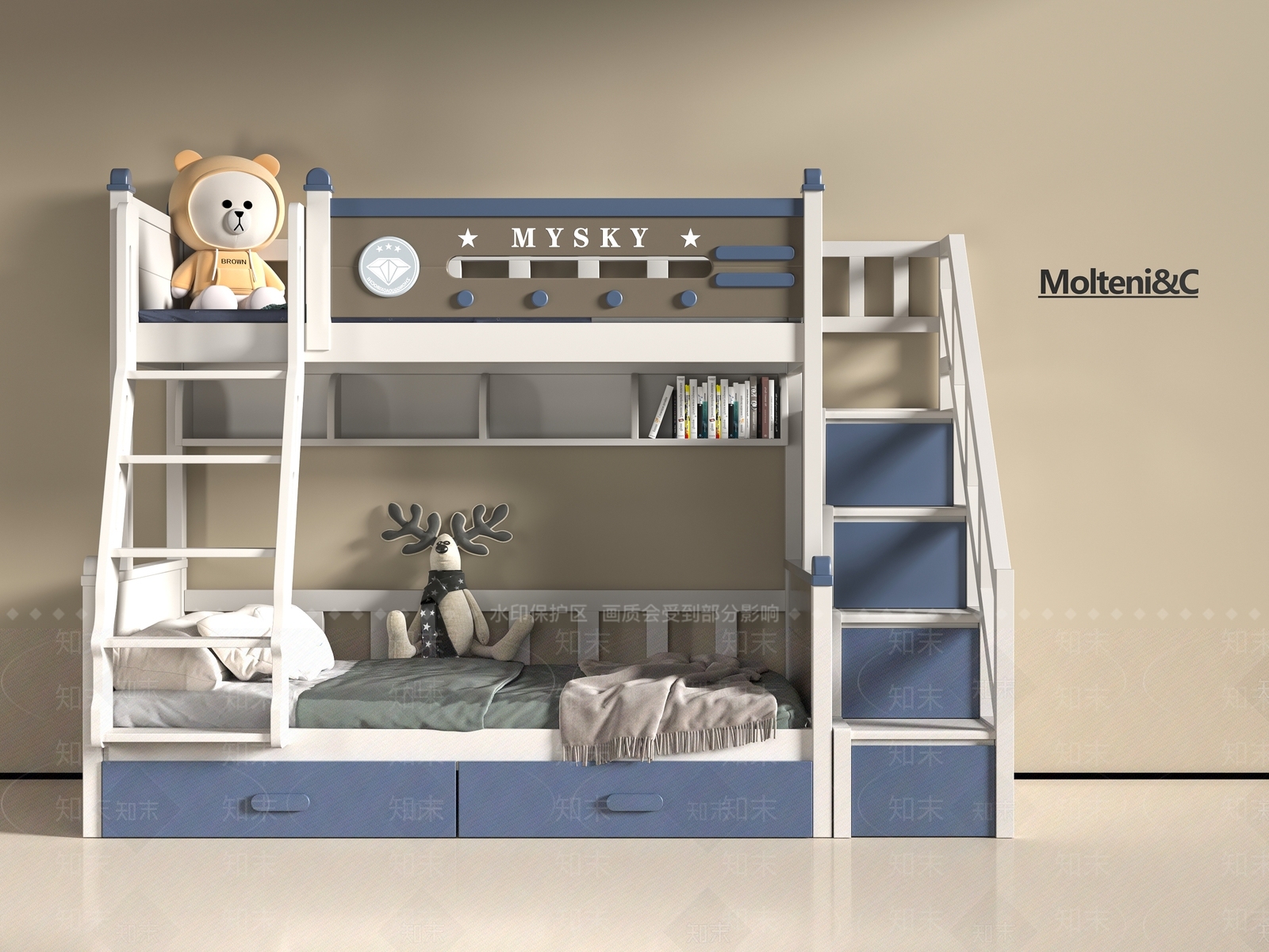 现代上下床3D模型下载【ID:1196964934】