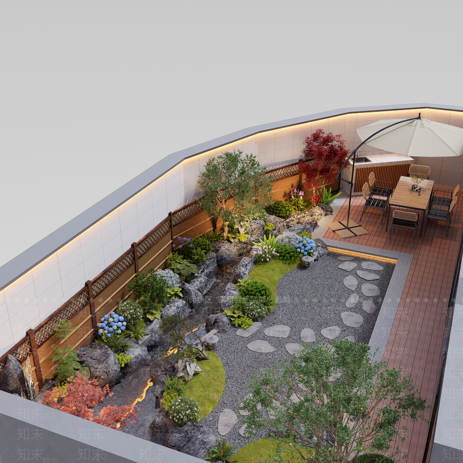 新中式日式别墅庭院SU模型下载【ID:1196965941】