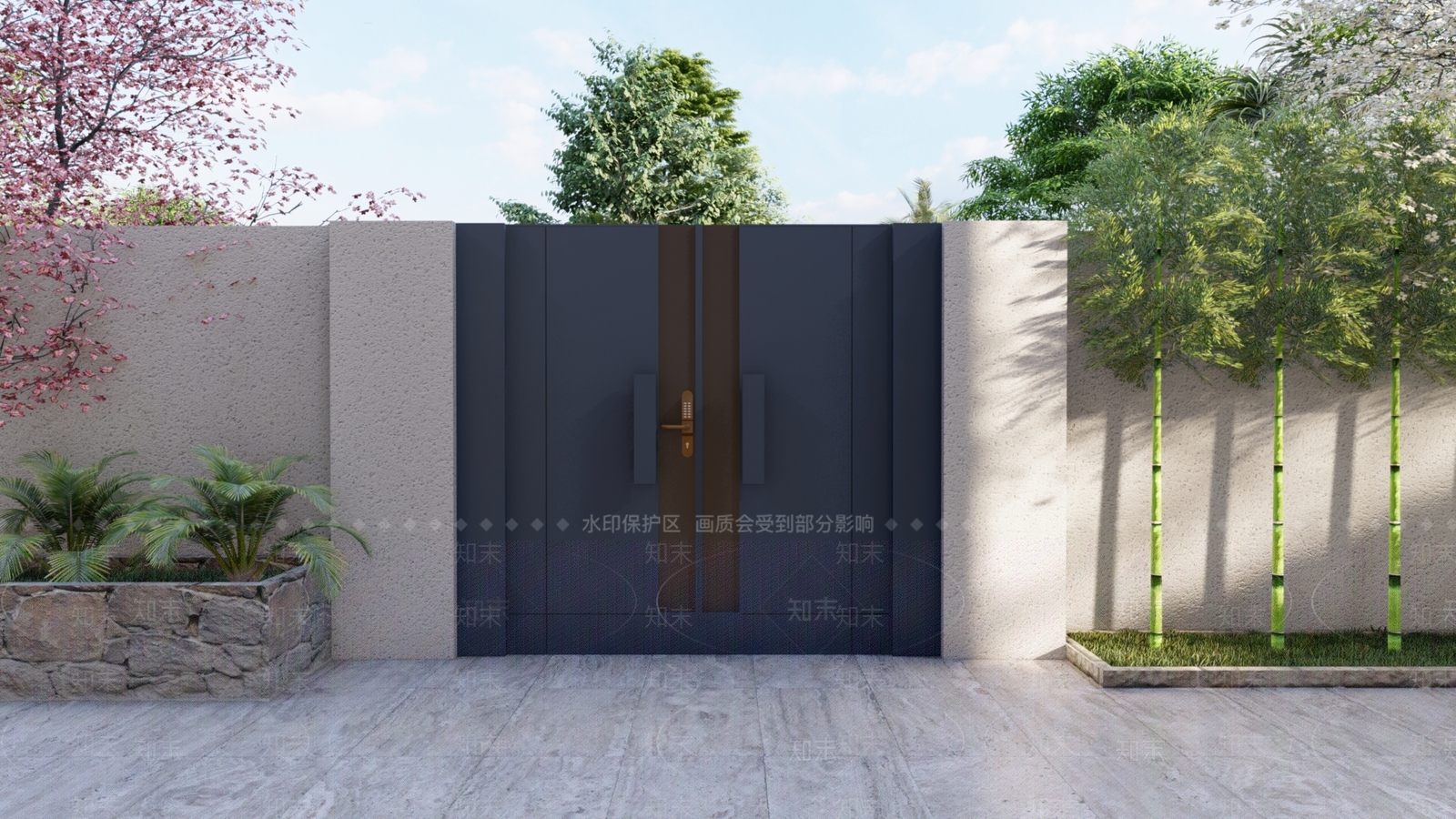 现代极简入口大门SU模型下载【ID:1196967501】