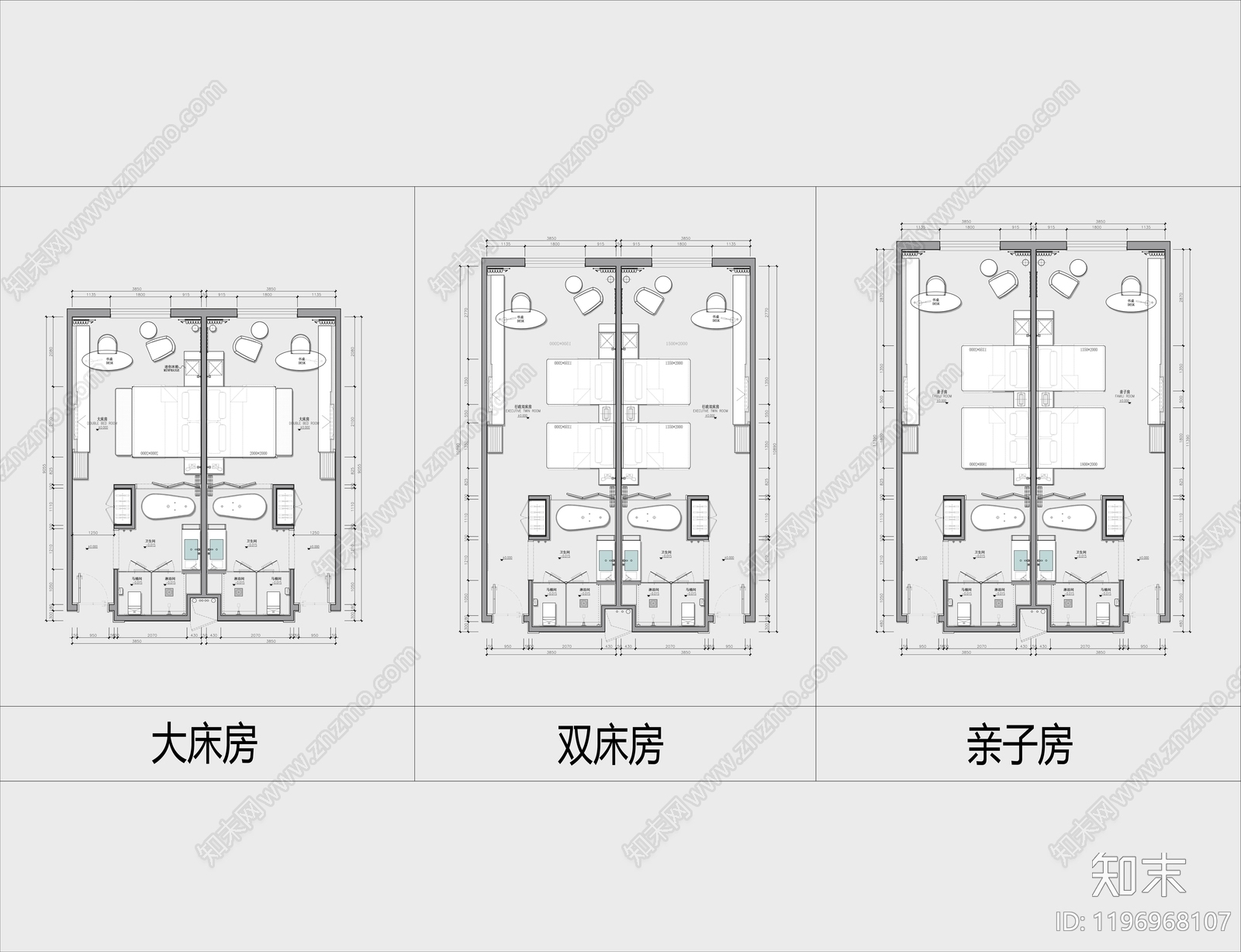 酒店客房施工图下载【ID:1196968107】